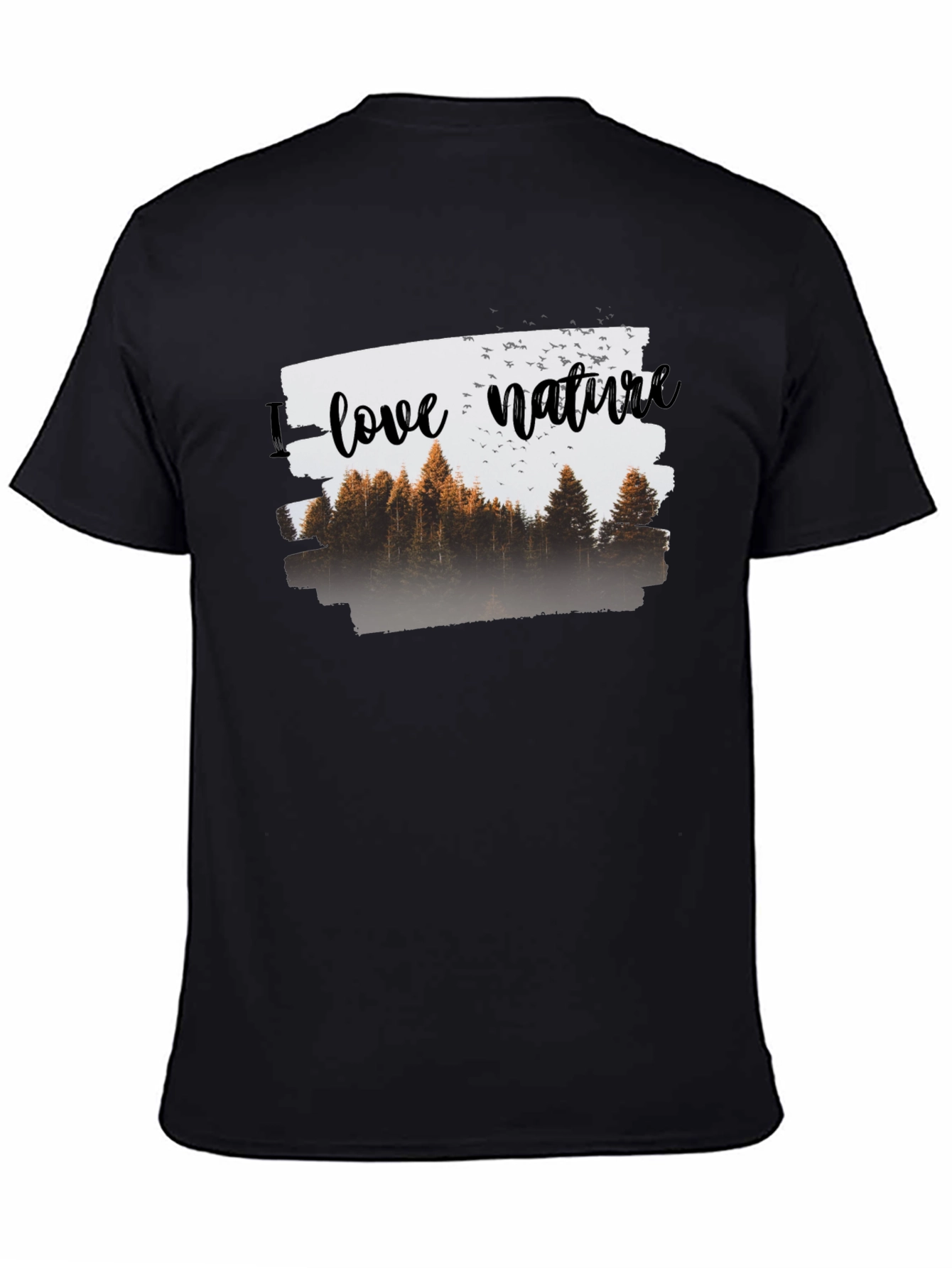 I Love Nature Graphic T-Shirt - Black Cotton Tee