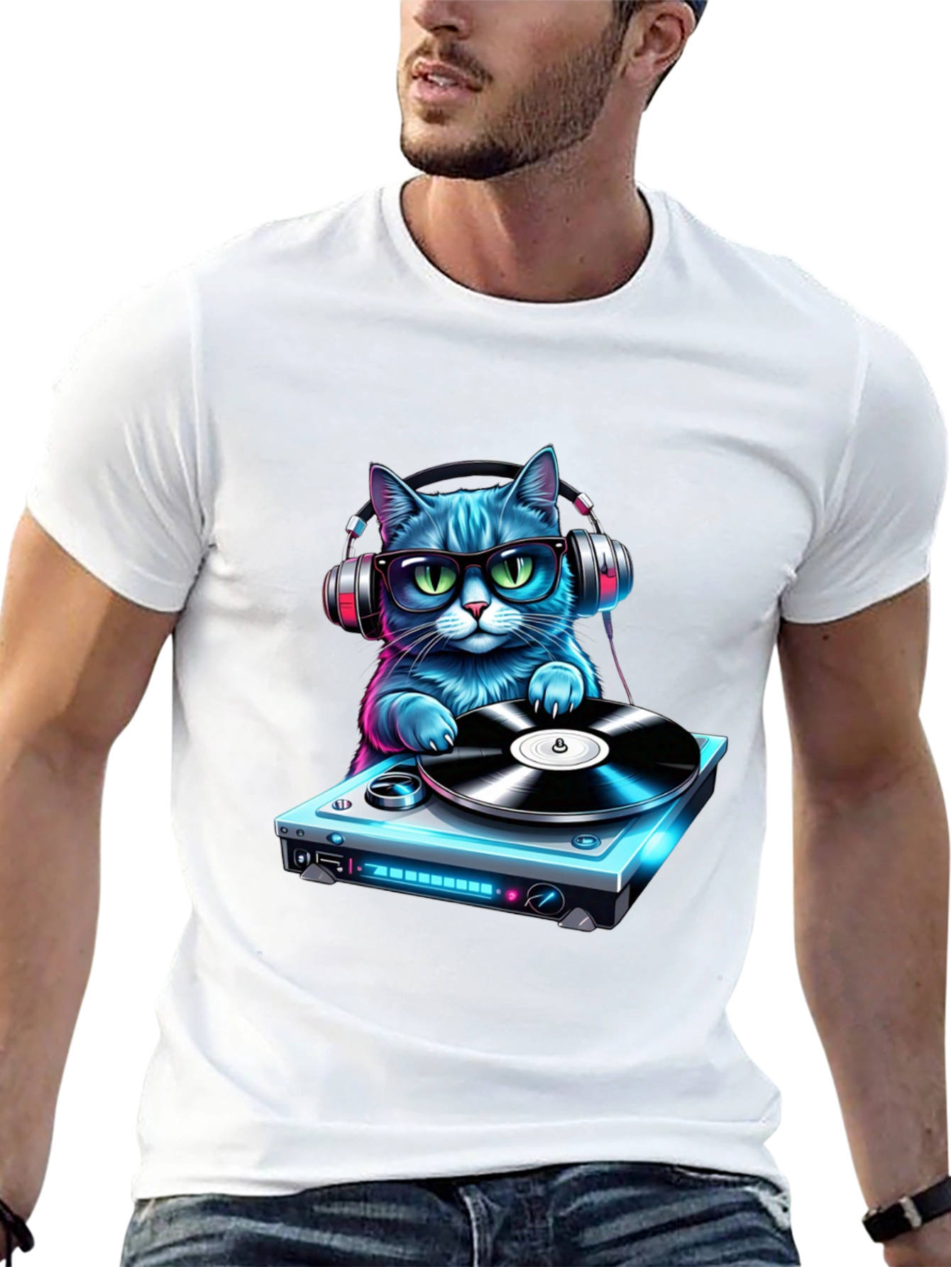 DJ Cat Graphic Tee - Cool & Fun T-Shirt
