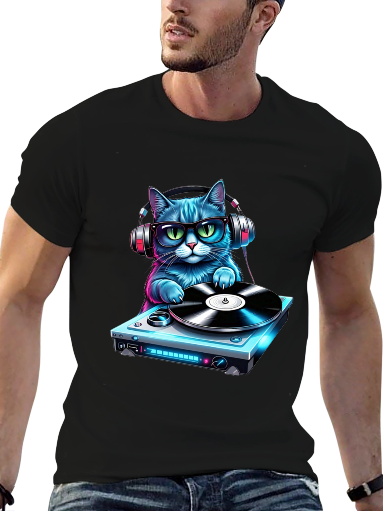 DJ Cat Graphic Tee - Cool & Fun T-Shirt