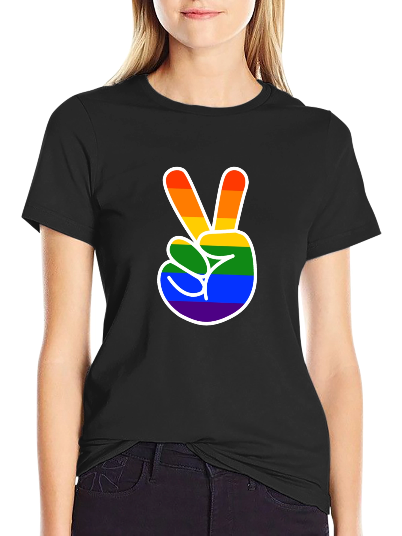 Peace Love Pride Black Tee