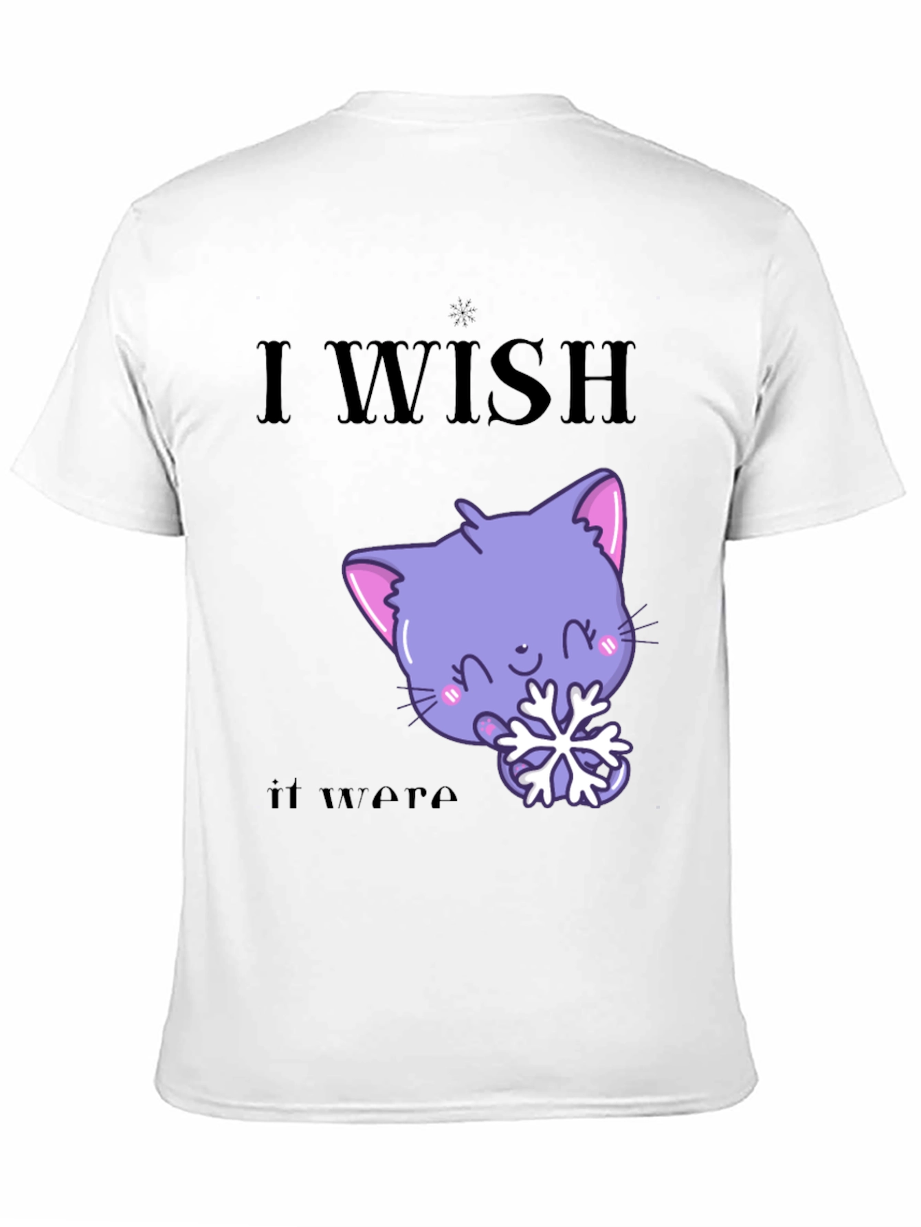 Cute Kawaii Cat Snowflake Graphic T-Shirt