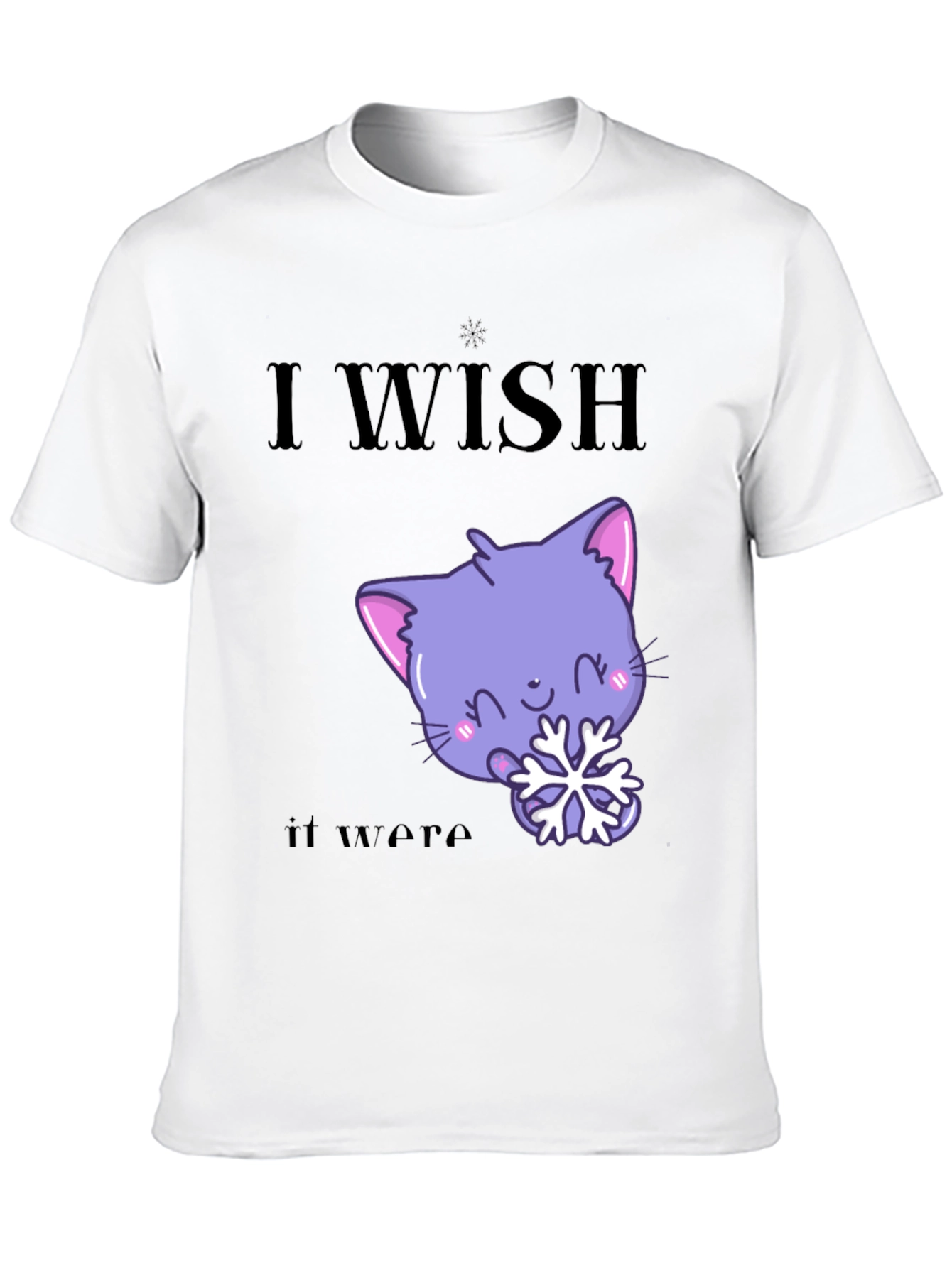Cute Kawaii Cat Snowflake Graphic T-Shirt