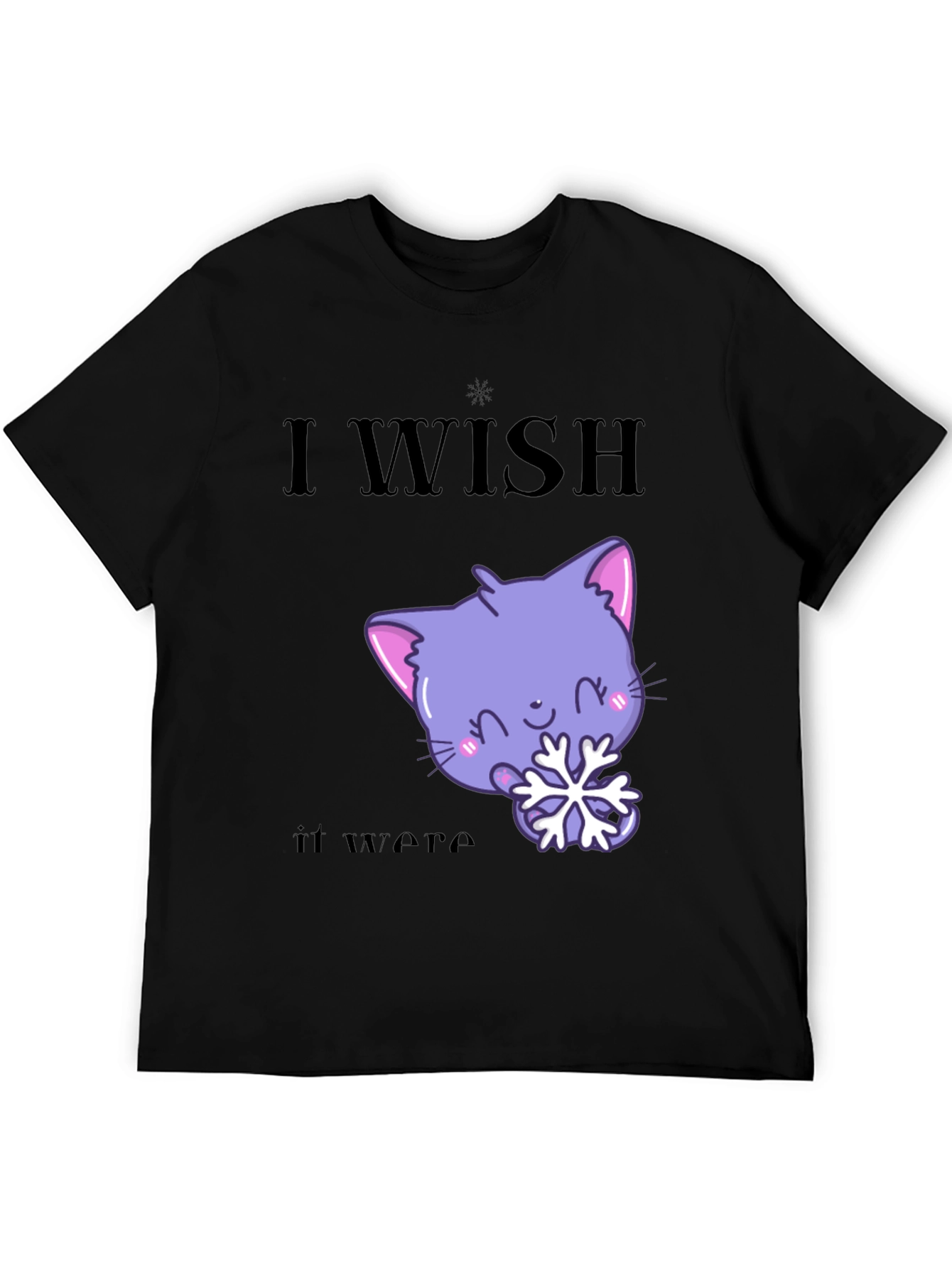 Cute Kawaii Cat Snowflake Graphic T-Shirt