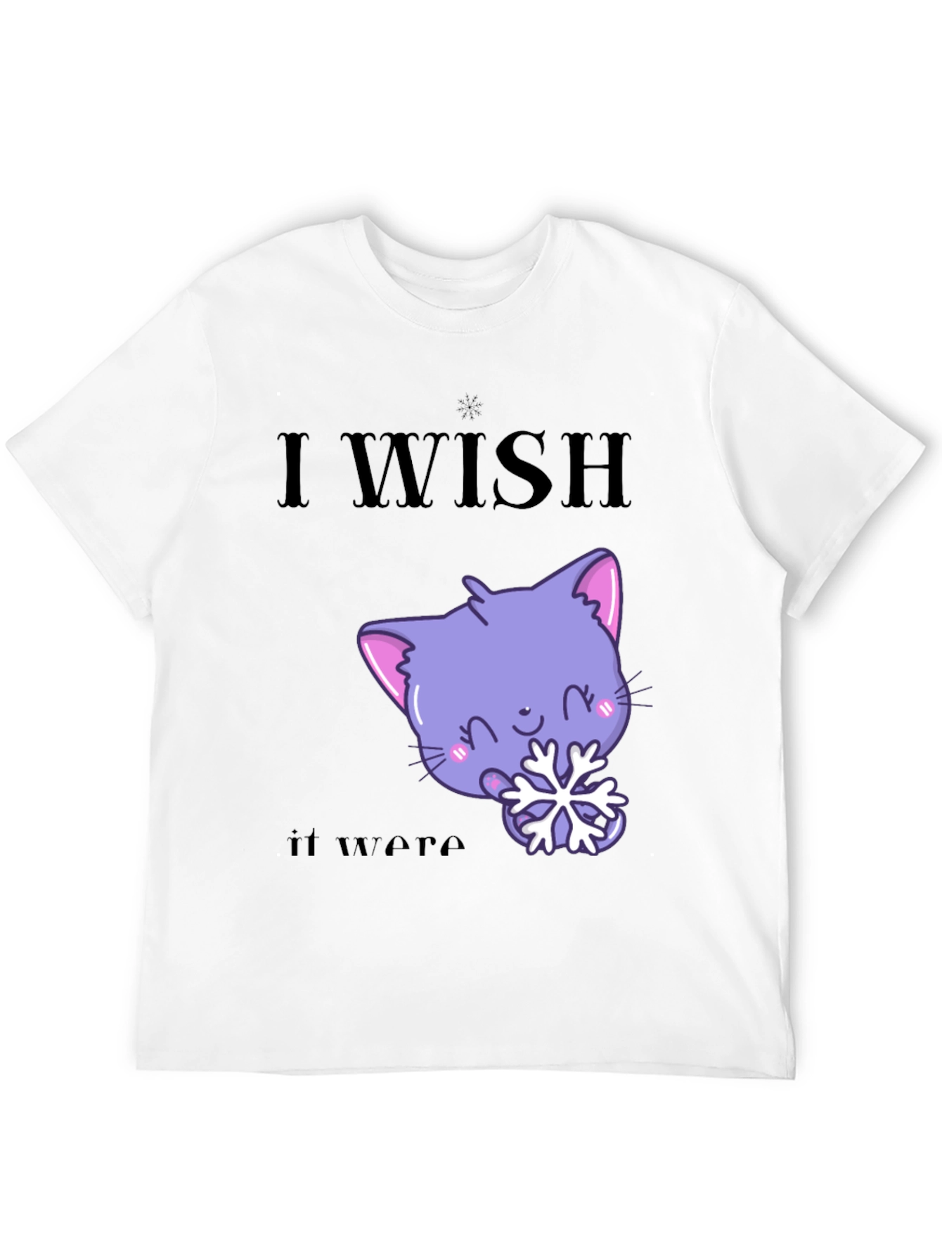 Cute Kawaii Cat Snowflake Graphic T-Shirt