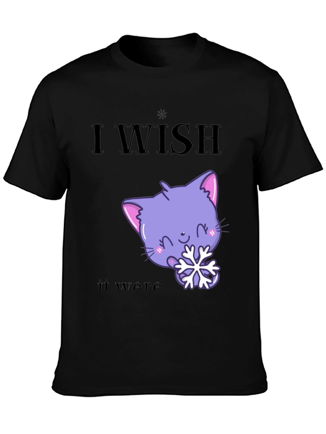 Cute Kawaii Cat Snowflake Graphic T-Shirt