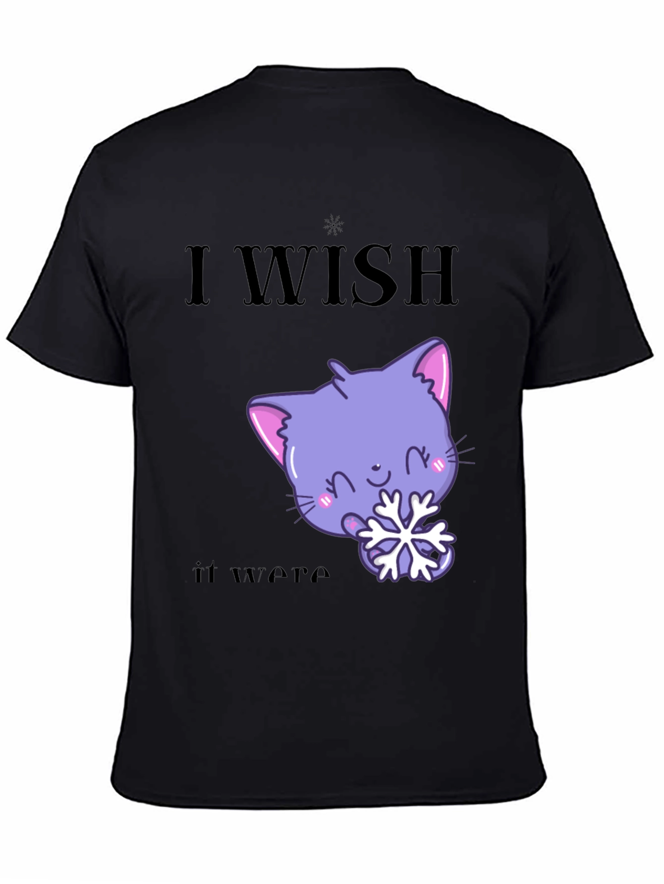 Cute Kawaii Cat Snowflake Graphic T-Shirt
