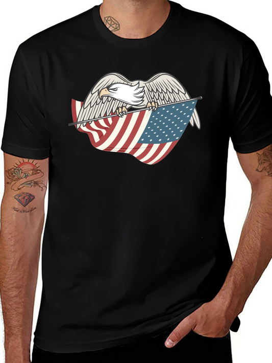 Eagle Holding American Flag Graphic T-Shirt