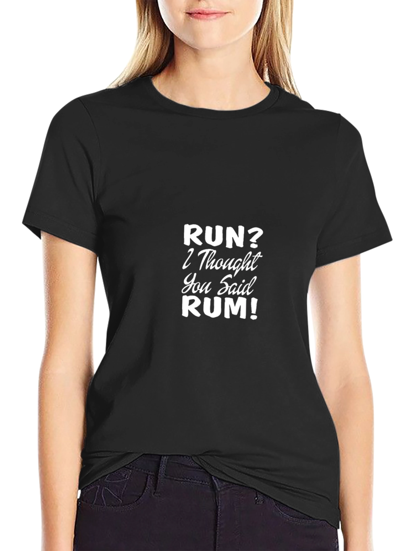 Run? Rum! Black Cotton Graphic Tee