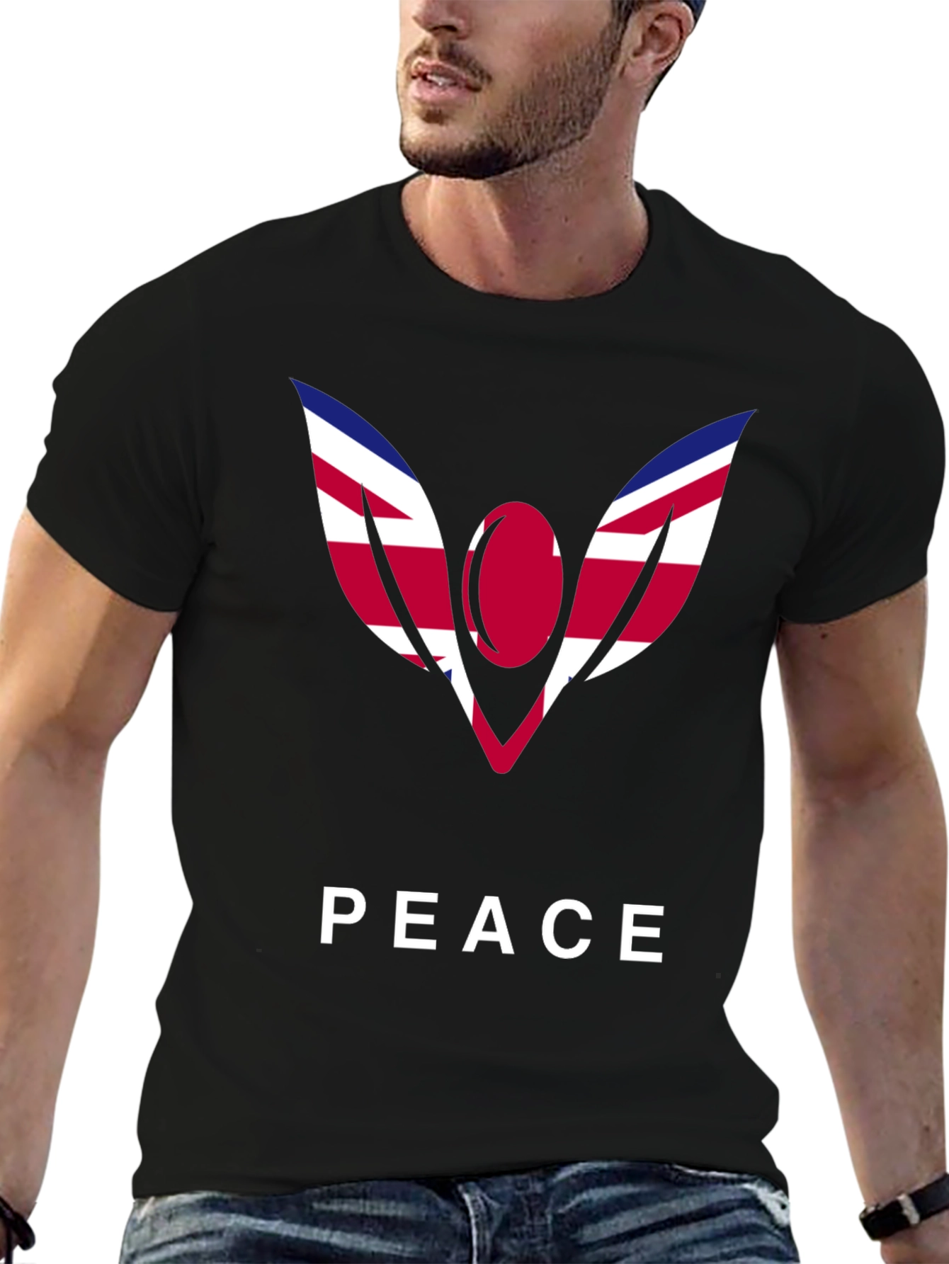 Peace Graphic Tee - Union Jack Angel Wings