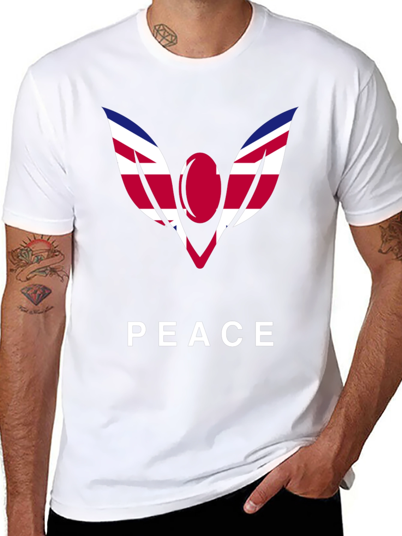 Peace Graphic Tee - Union Jack Angel Wings