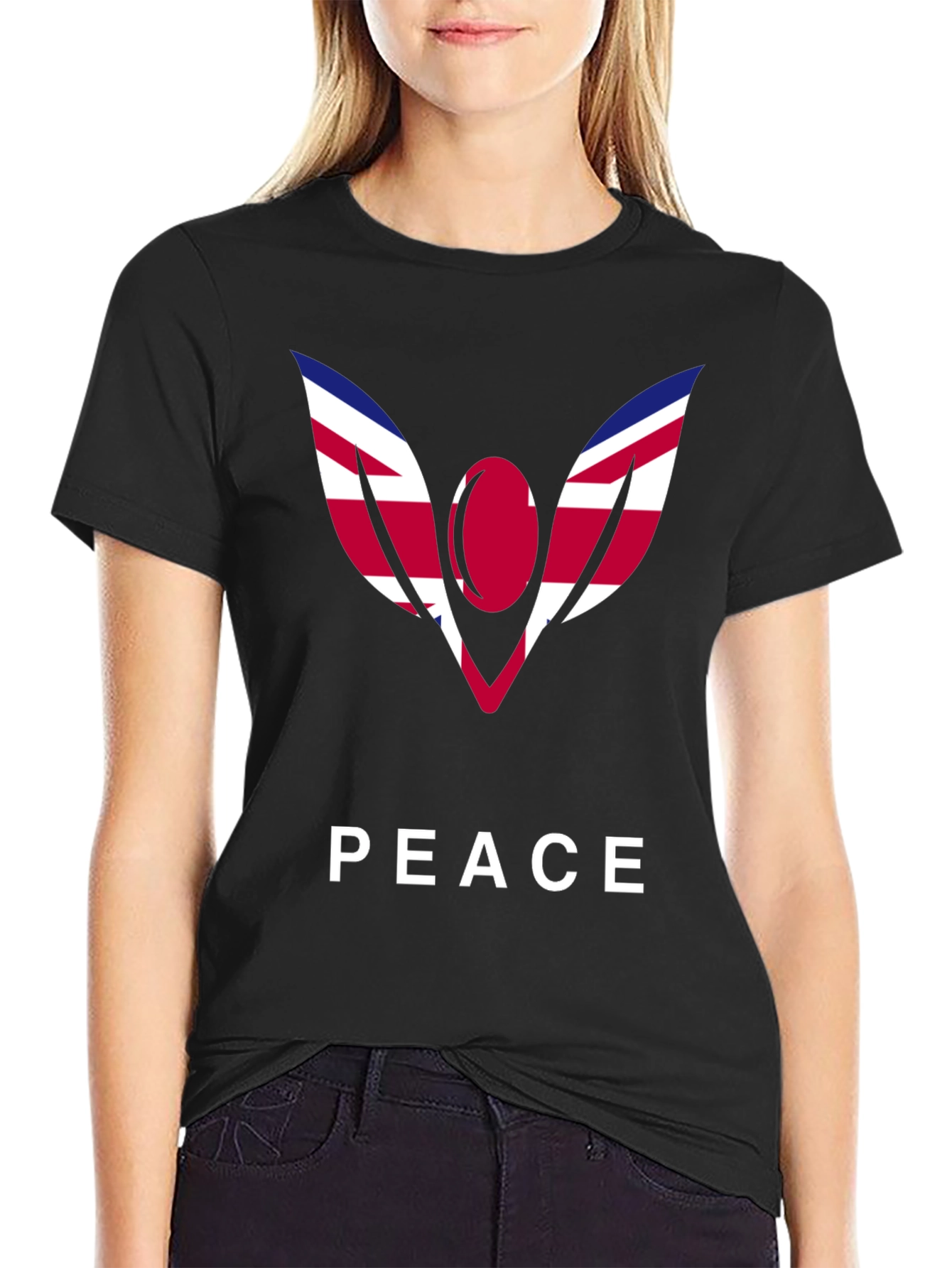 Peace Graphic Tee - Union Jack Angel Wings