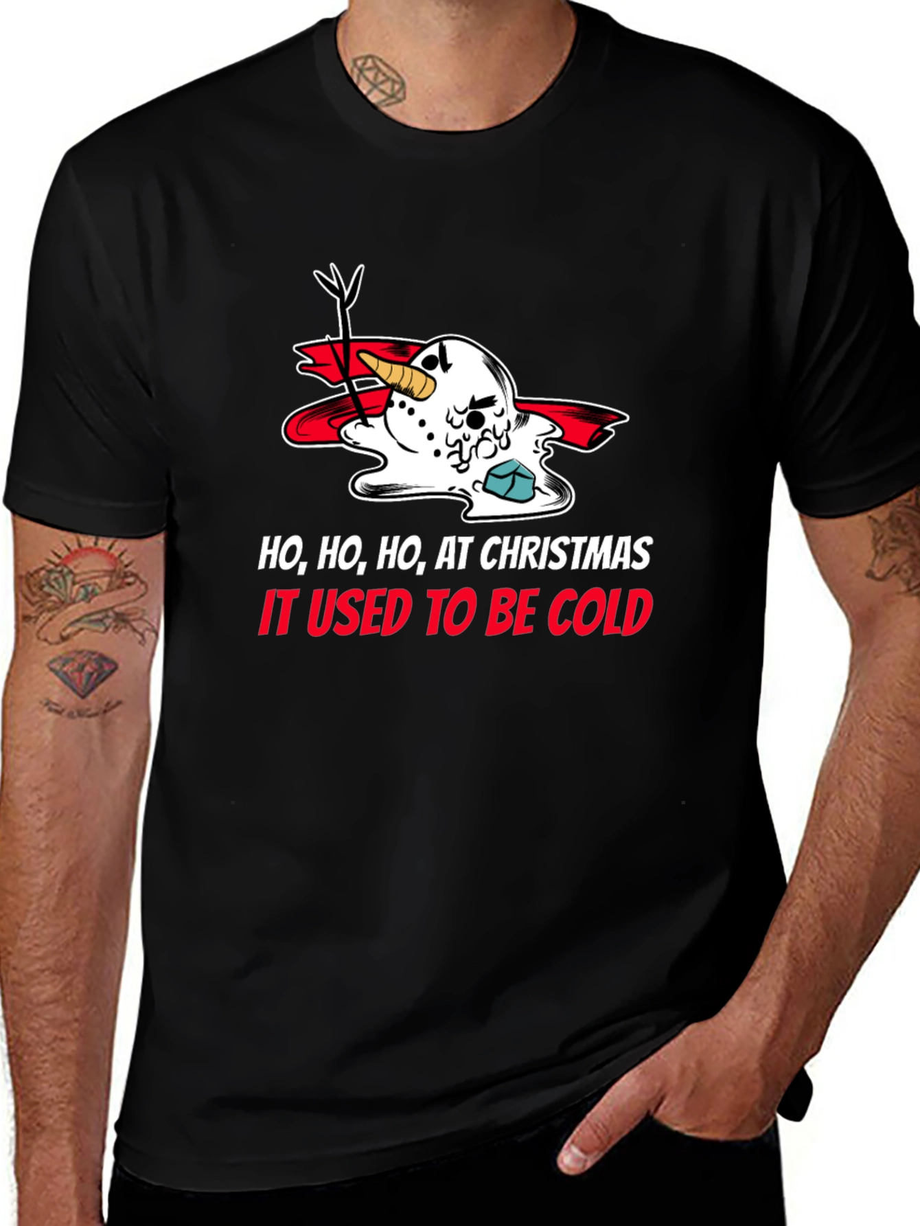 Funny Christmas Melted Snowman Graphic T-Shirt