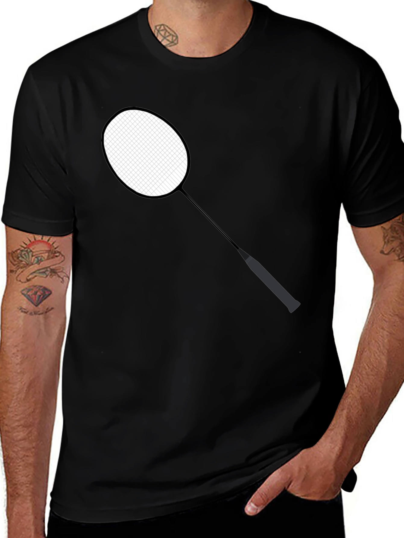 Badminton Racket Graphic Tee - Stylish Sportswear