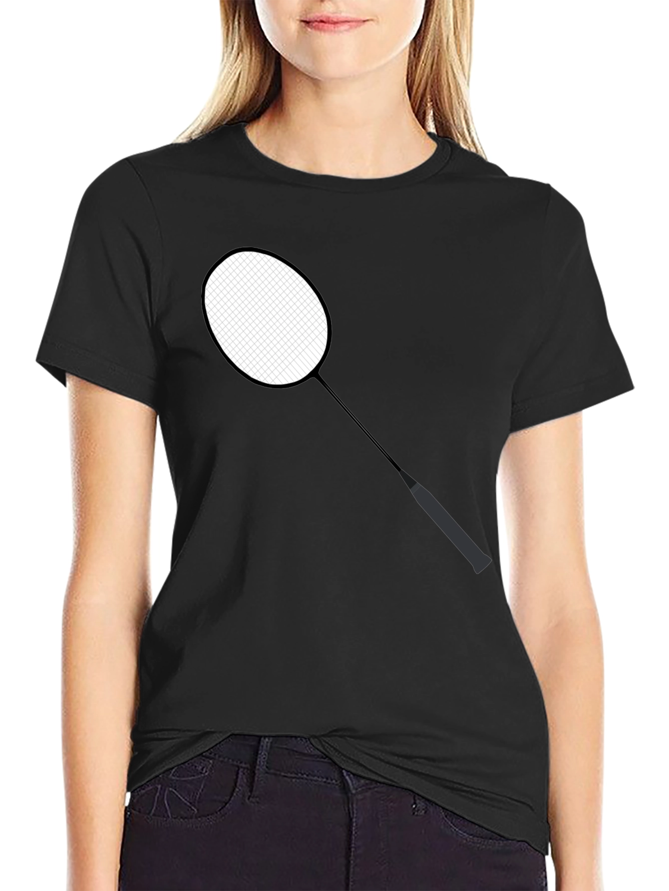 Badminton Racket Graphic Tee - Stylish Sportswear