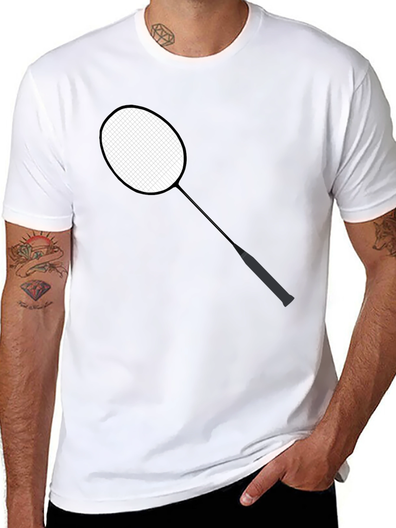 Badminton Racket Graphic Tee - Stylish Sportswear
