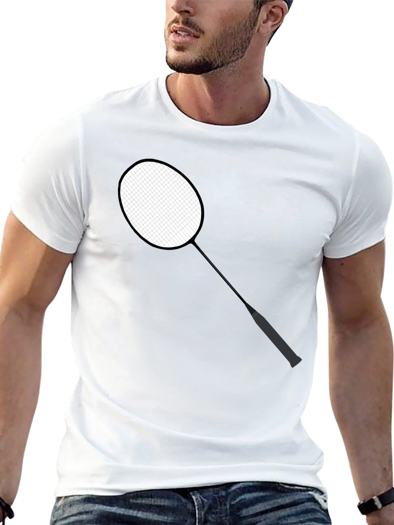 Badminton Racket Graphic Tee - Stylish Sportswear