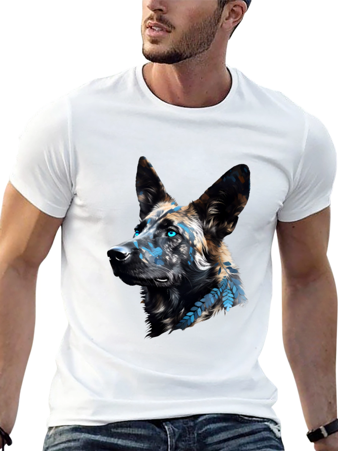 Dog Graphic Print Black T-Shirt