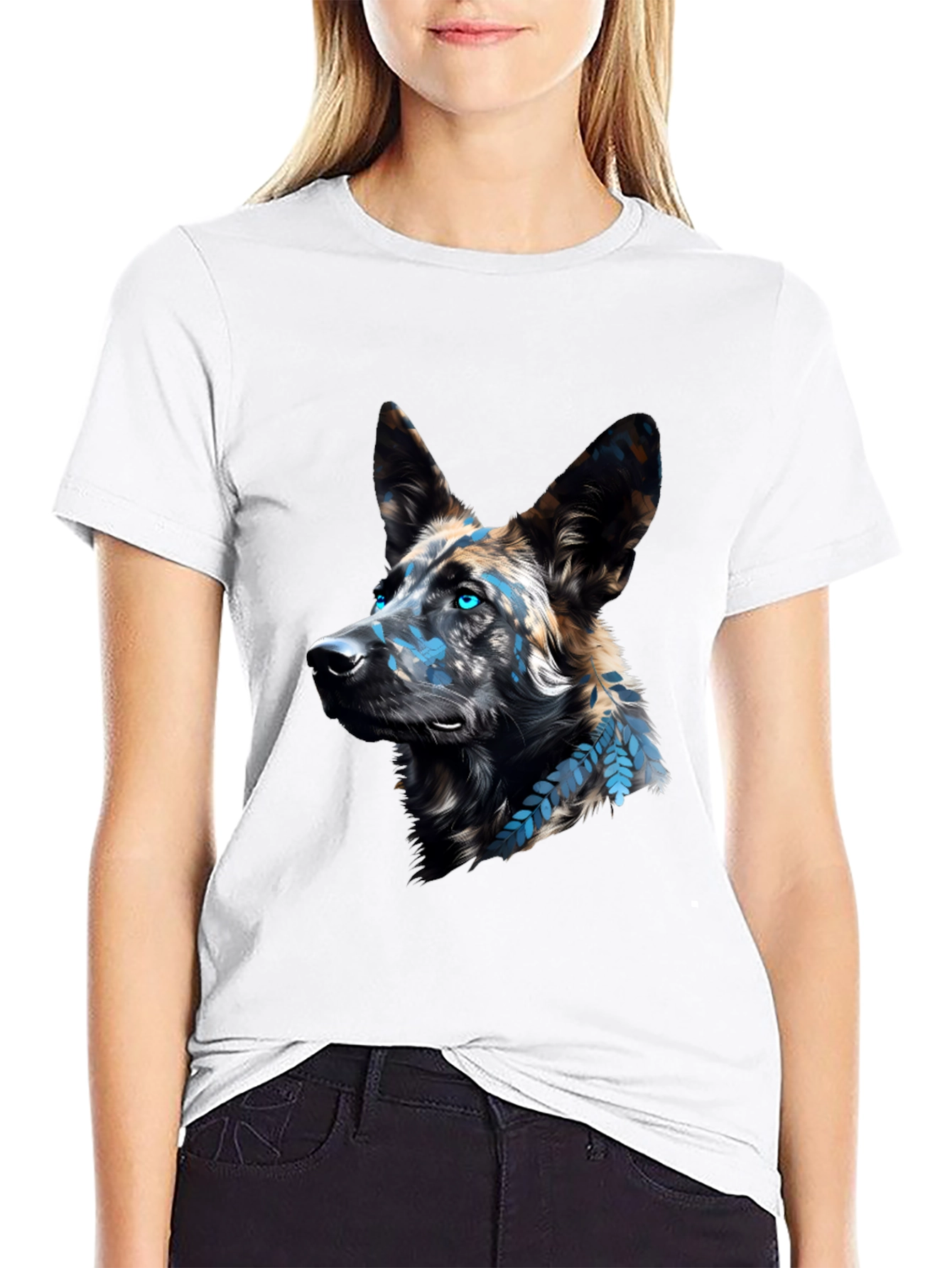 Dog Graphic Print Black T-Shirt