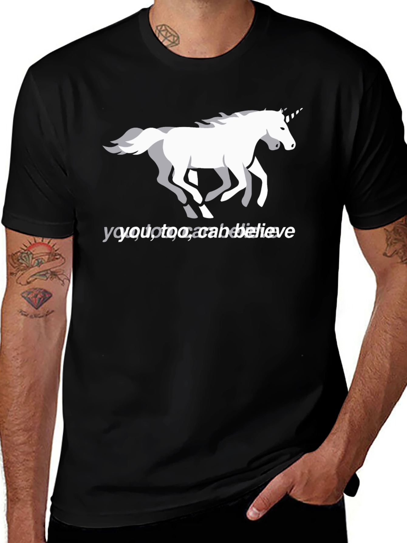 Unicorn Believe Graphic Tee - Black