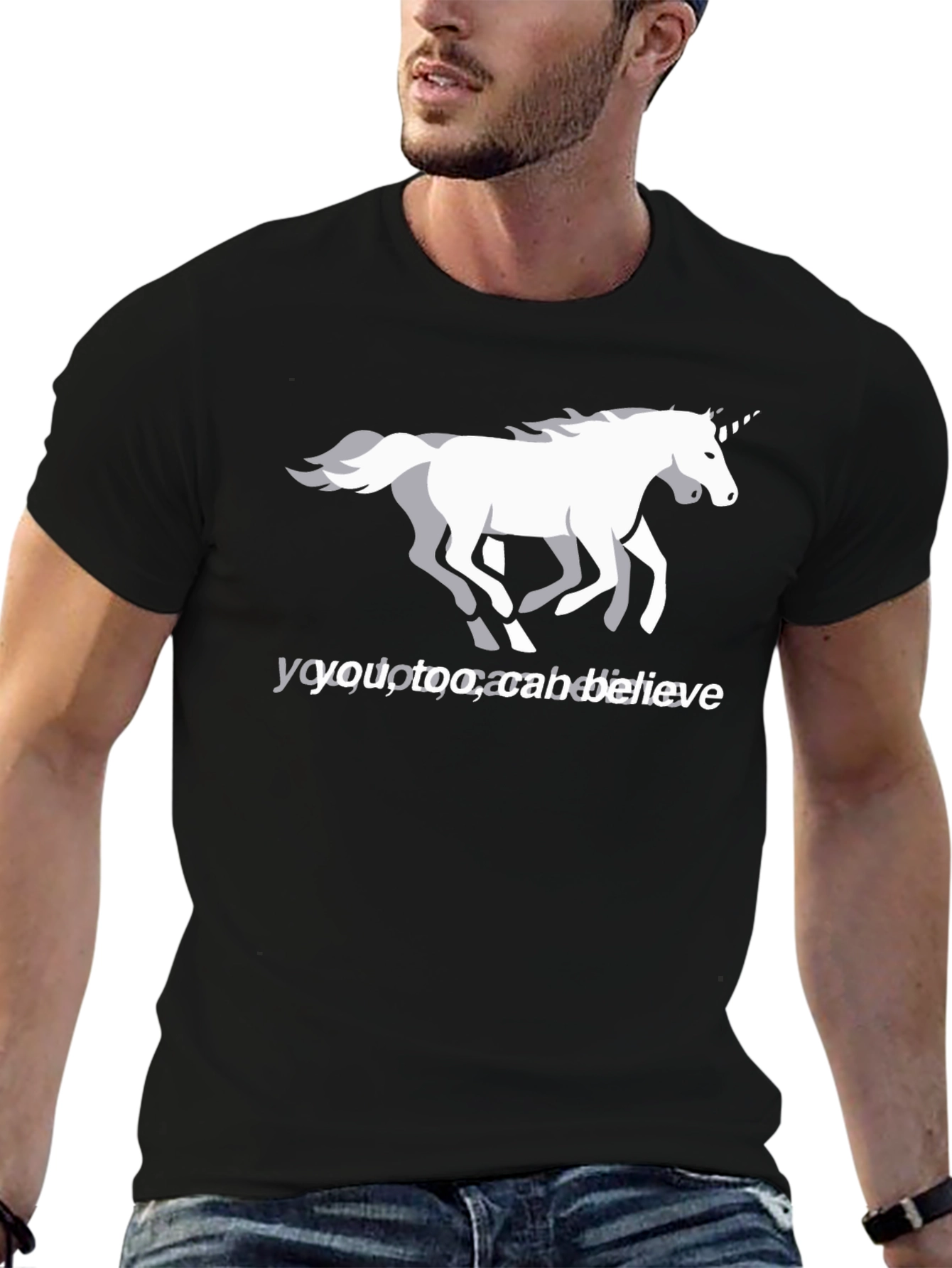 Unicorn Believe Graphic Tee - Black