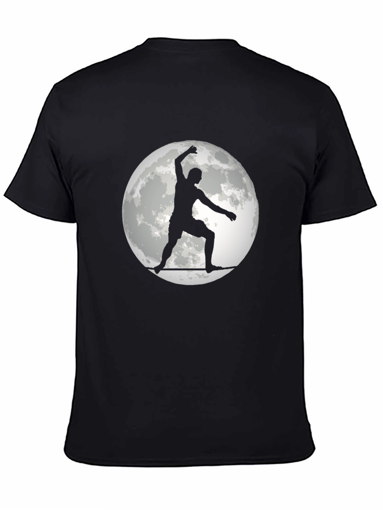 Surfer on the Moon Graphic Black T-Shirt