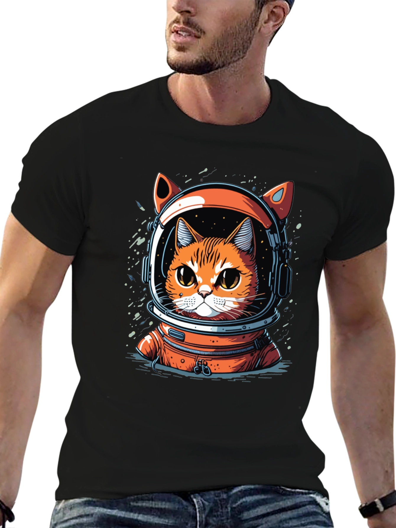 Cat Astronaut Graphic T-Shirt