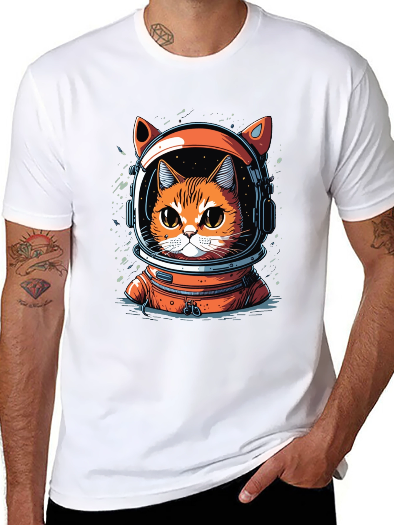 Cat Astronaut Graphic T-Shirt
