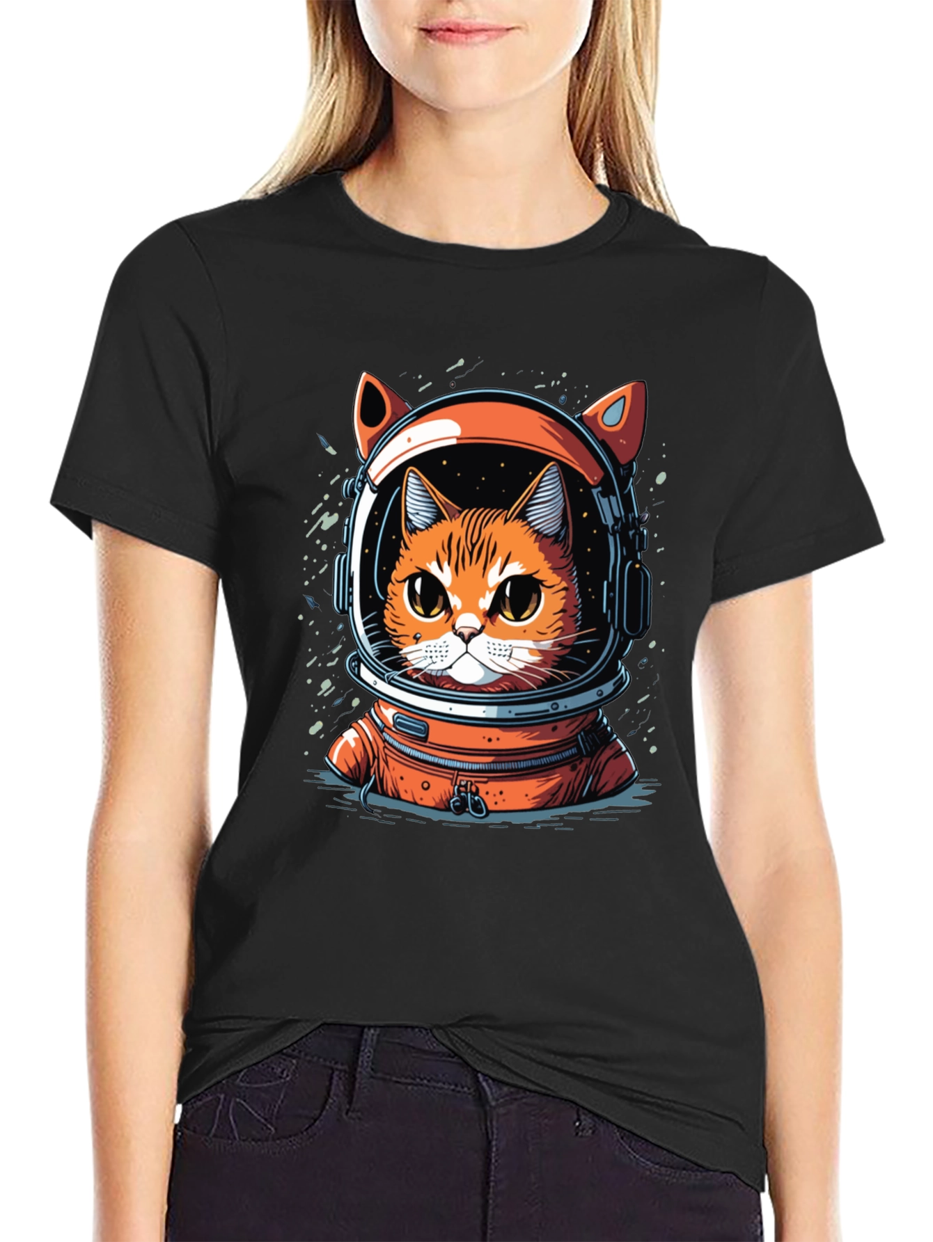 Cat Astronaut Graphic T-Shirt