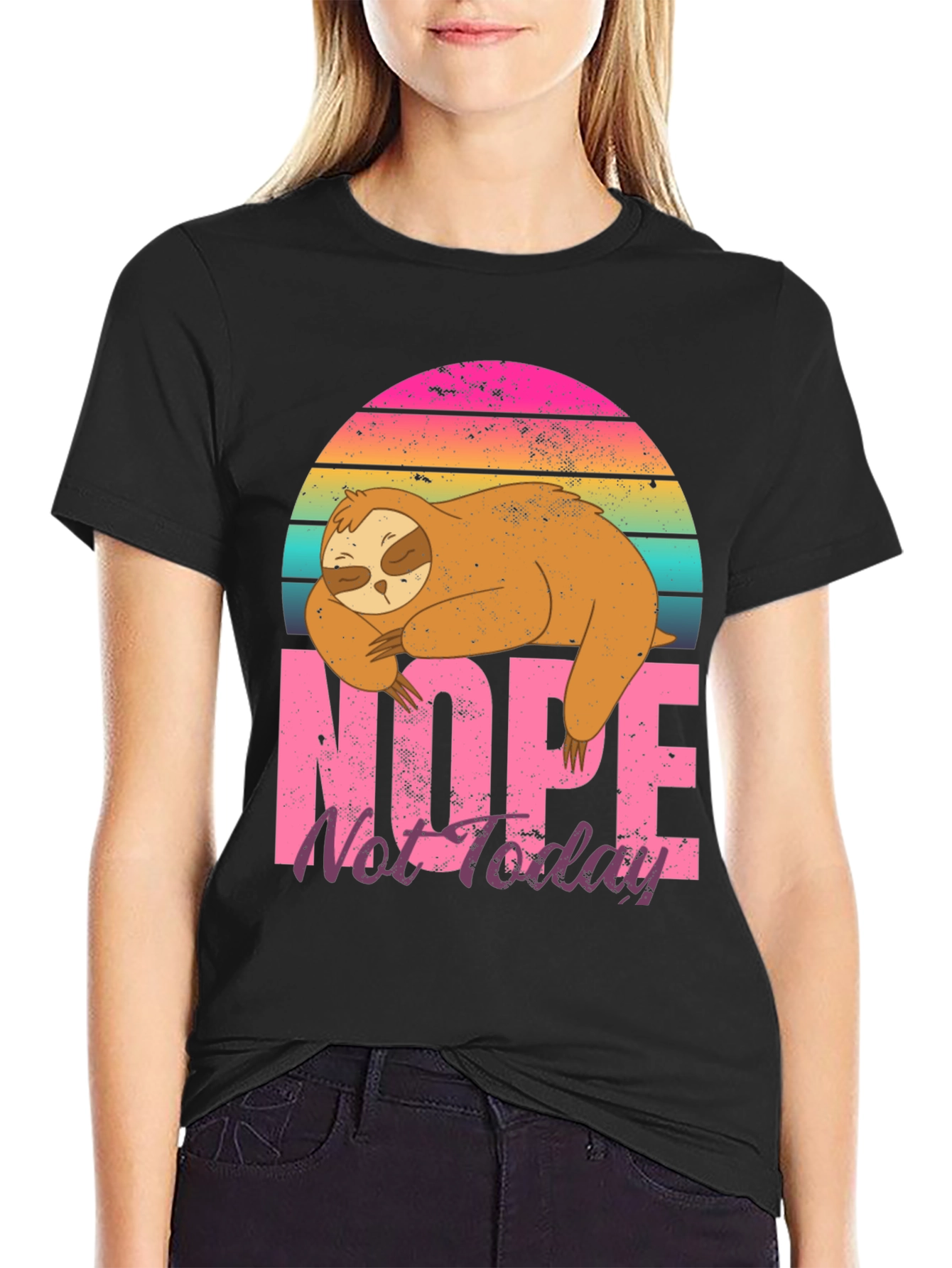 Nope Not Today Sloth Graphic T-Shirt