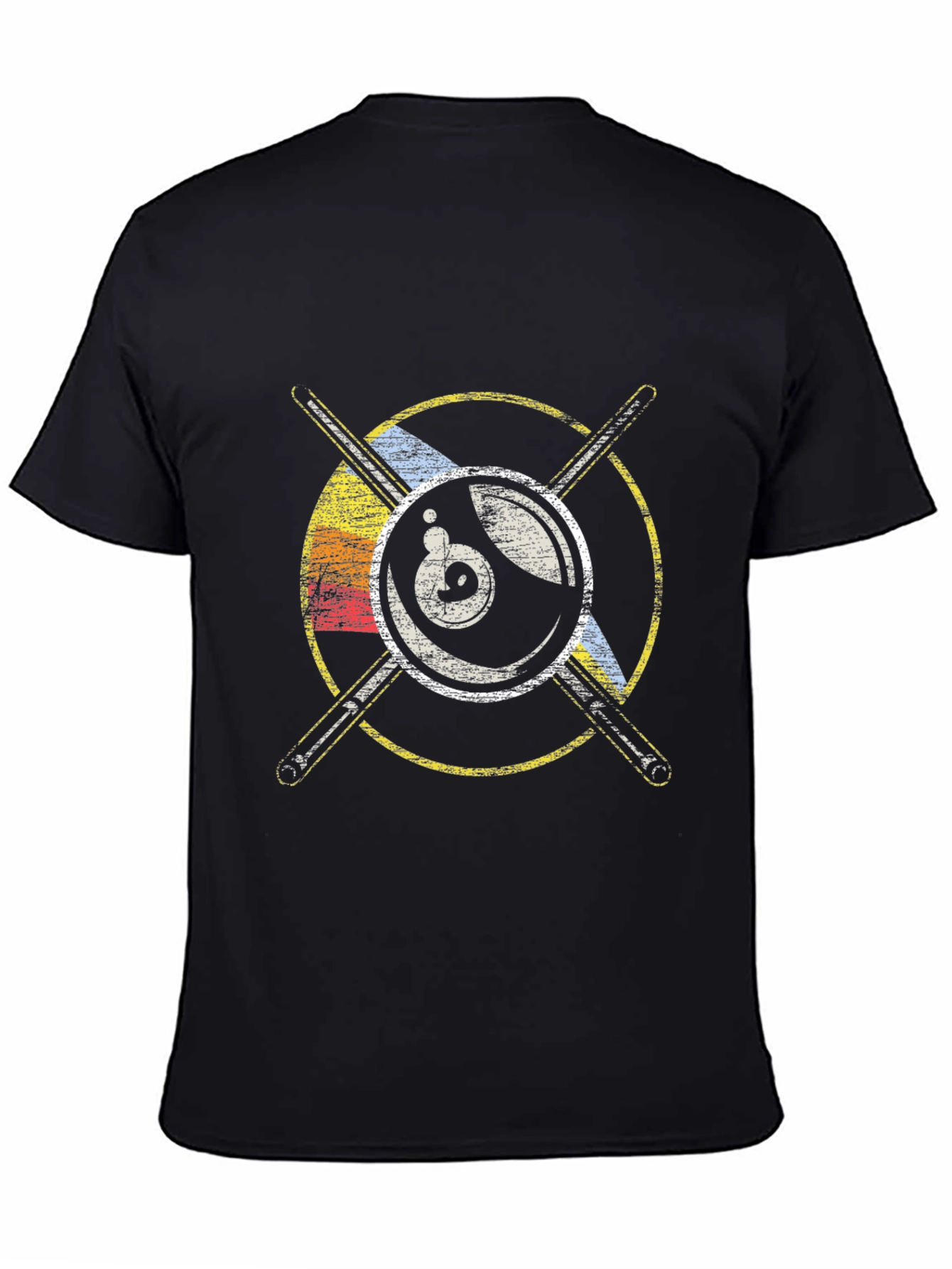 Retro Eight Ball & Cue Sticks Graphic Tee