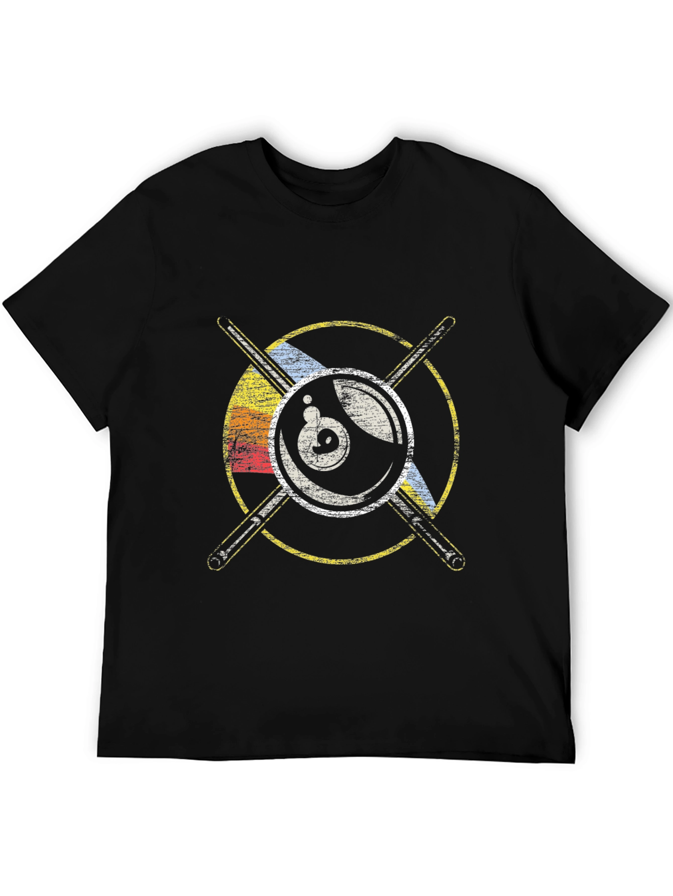 Retro Eight Ball & Cue Sticks Graphic Tee