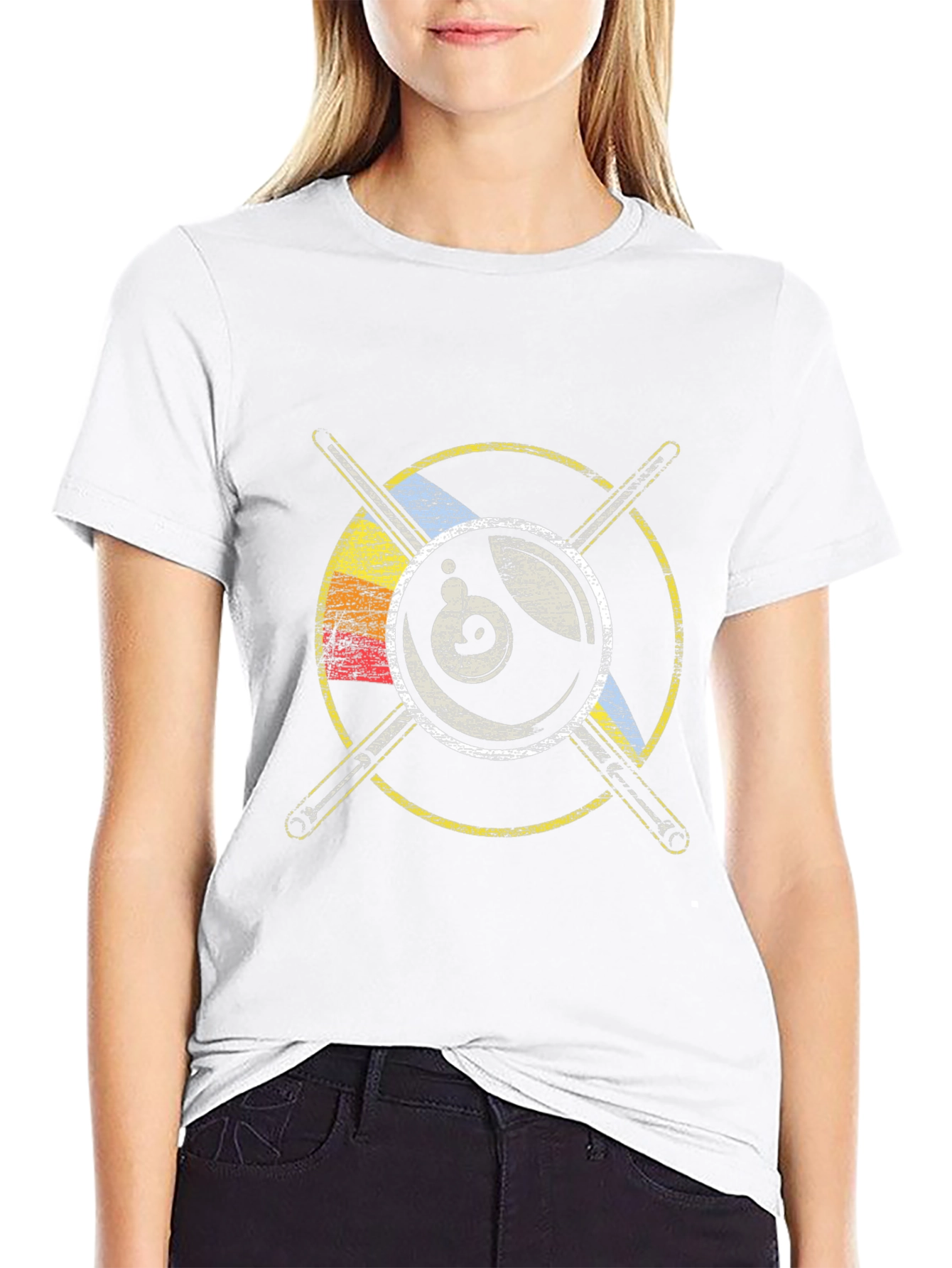 Retro Eight Ball & Cue Sticks Graphic Tee
