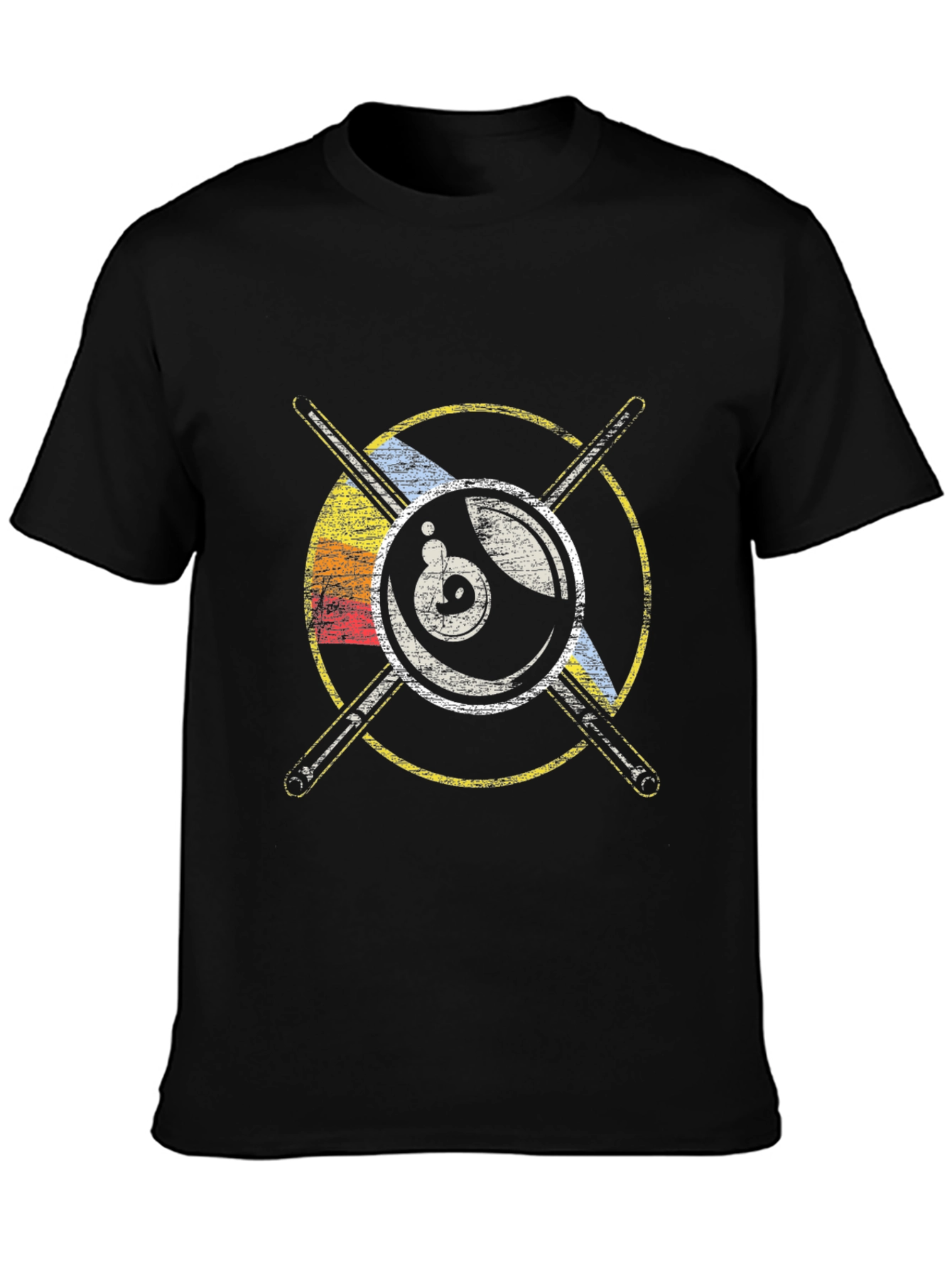 Retro Eight Ball & Cue Sticks Graphic Tee