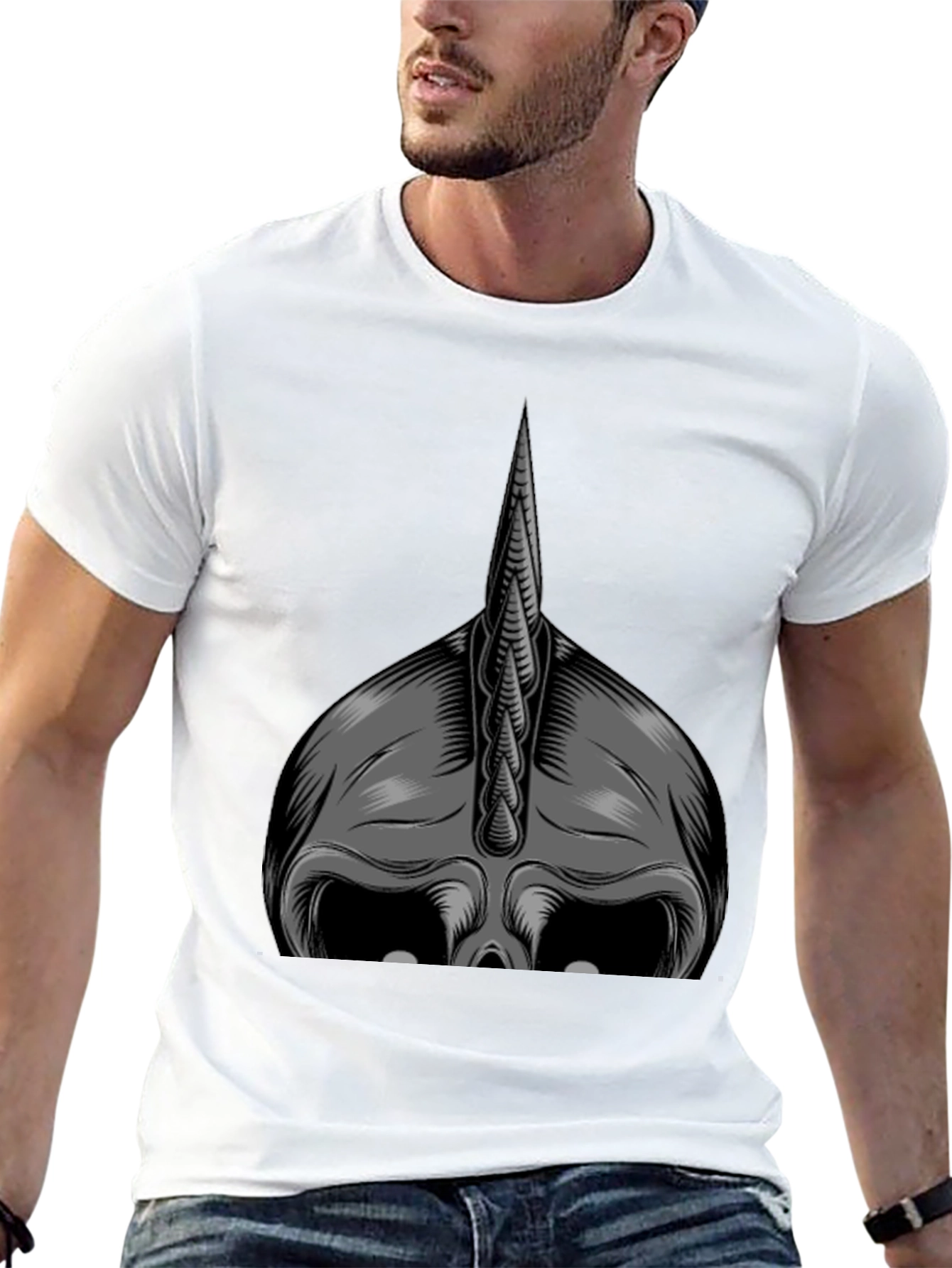 Monochrome Viking Helmet Graphic Tee