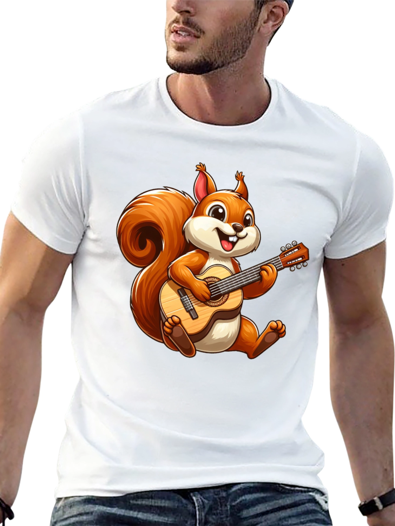 Squirrel Playing Guitar T-Shirt - Cute Cartoon Tee