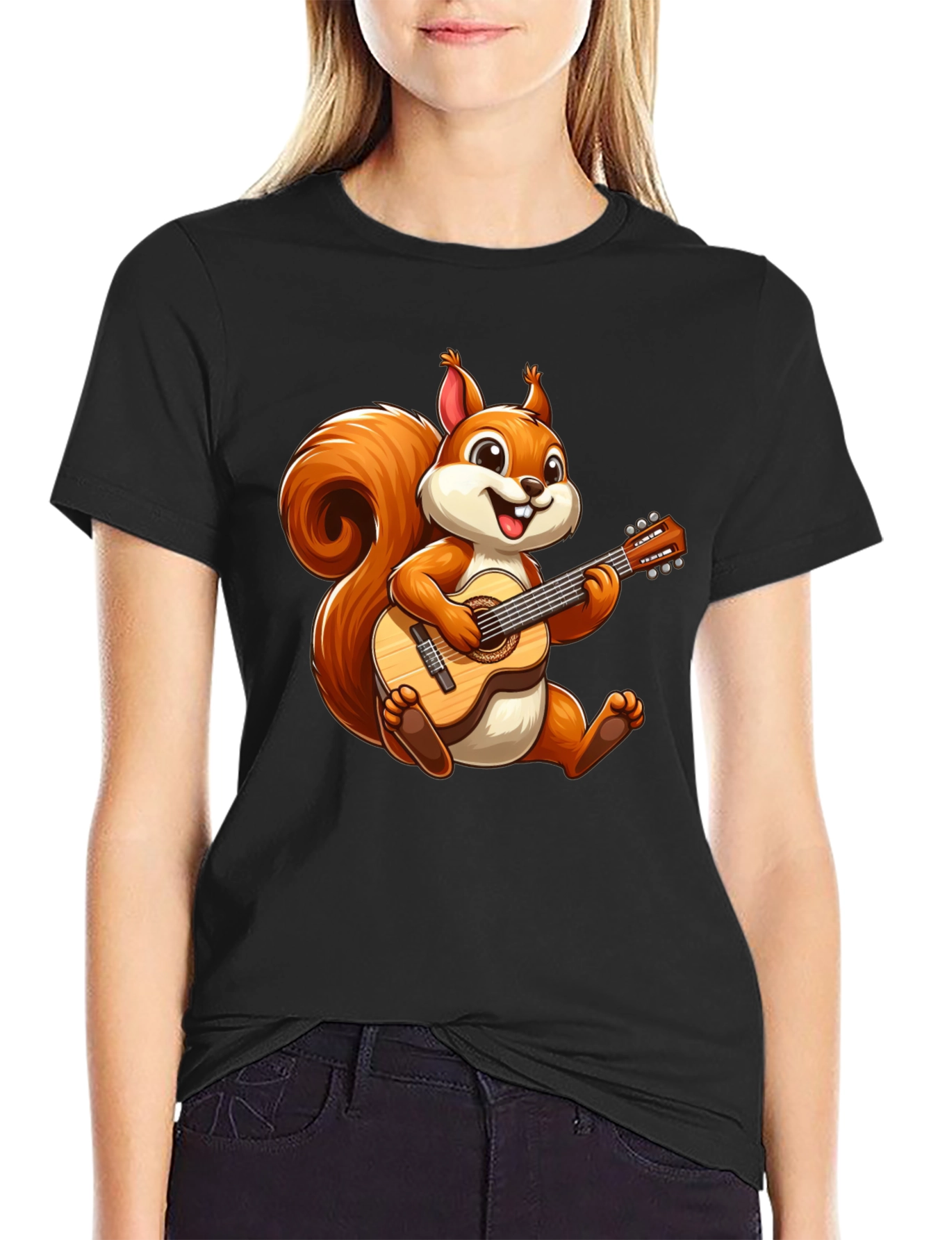 Squirrel Playing Guitar T-Shirt - Cute Cartoon Tee