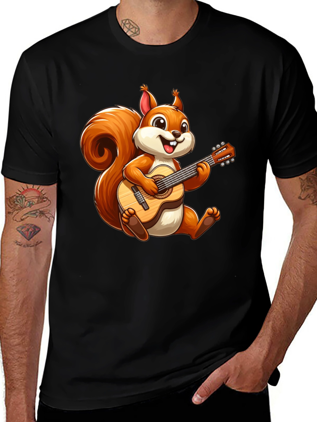 Squirrel Playing Guitar T-Shirt - Cute Cartoon Tee