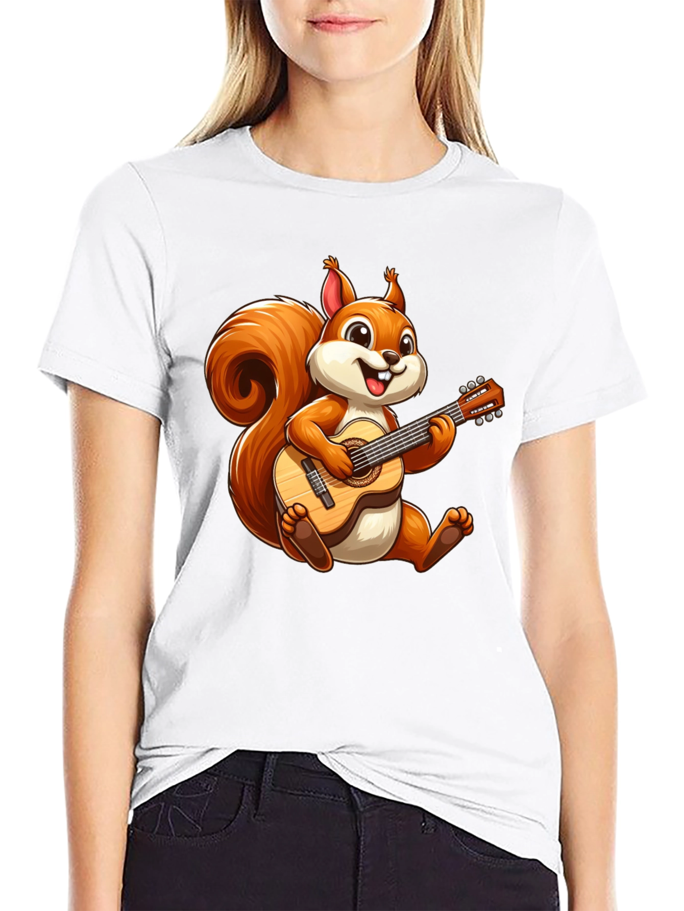 Squirrel Playing Guitar T-Shirt - Cute Cartoon Tee