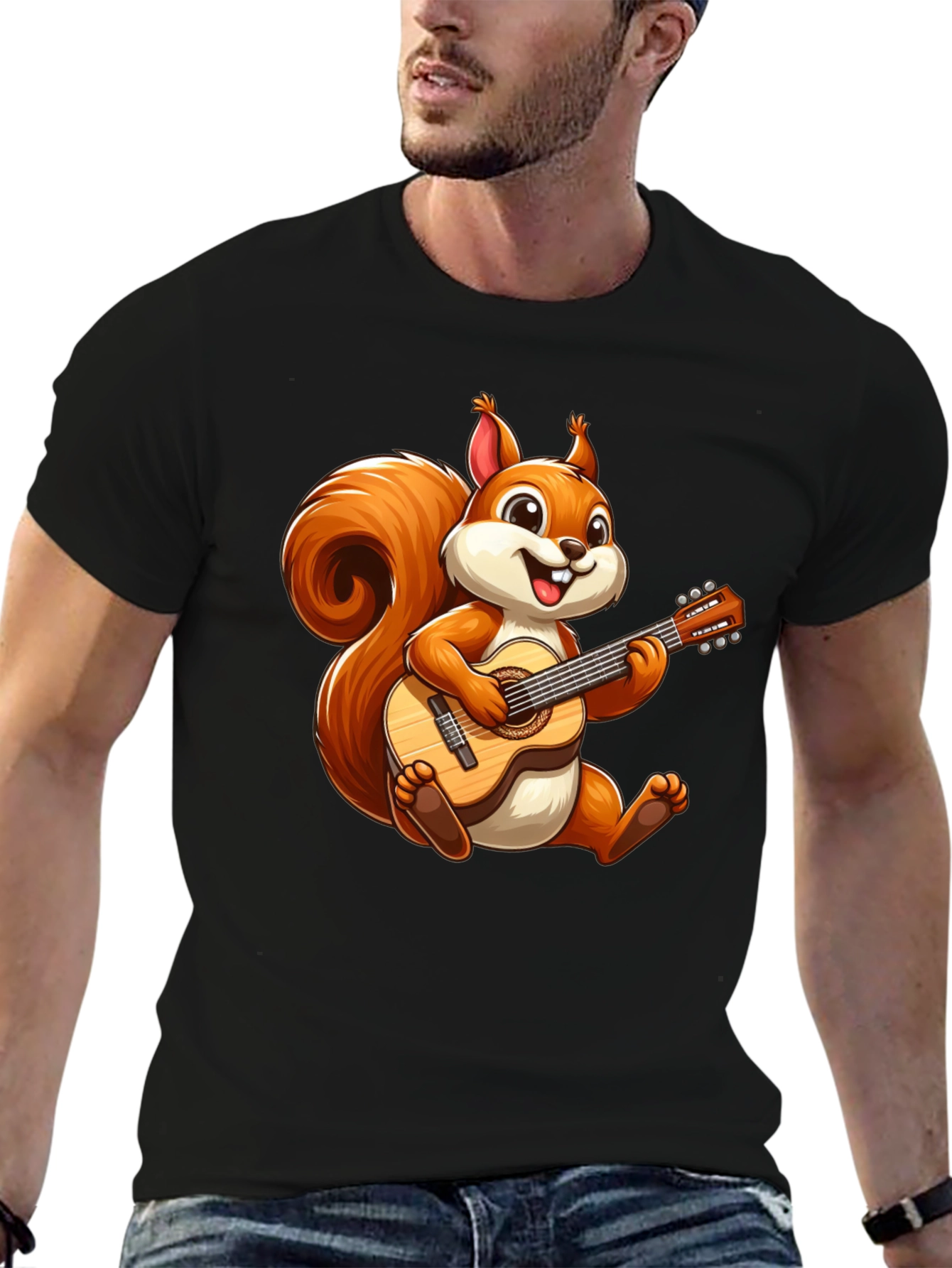 Squirrel Playing Guitar T-Shirt - Cute Cartoon Tee