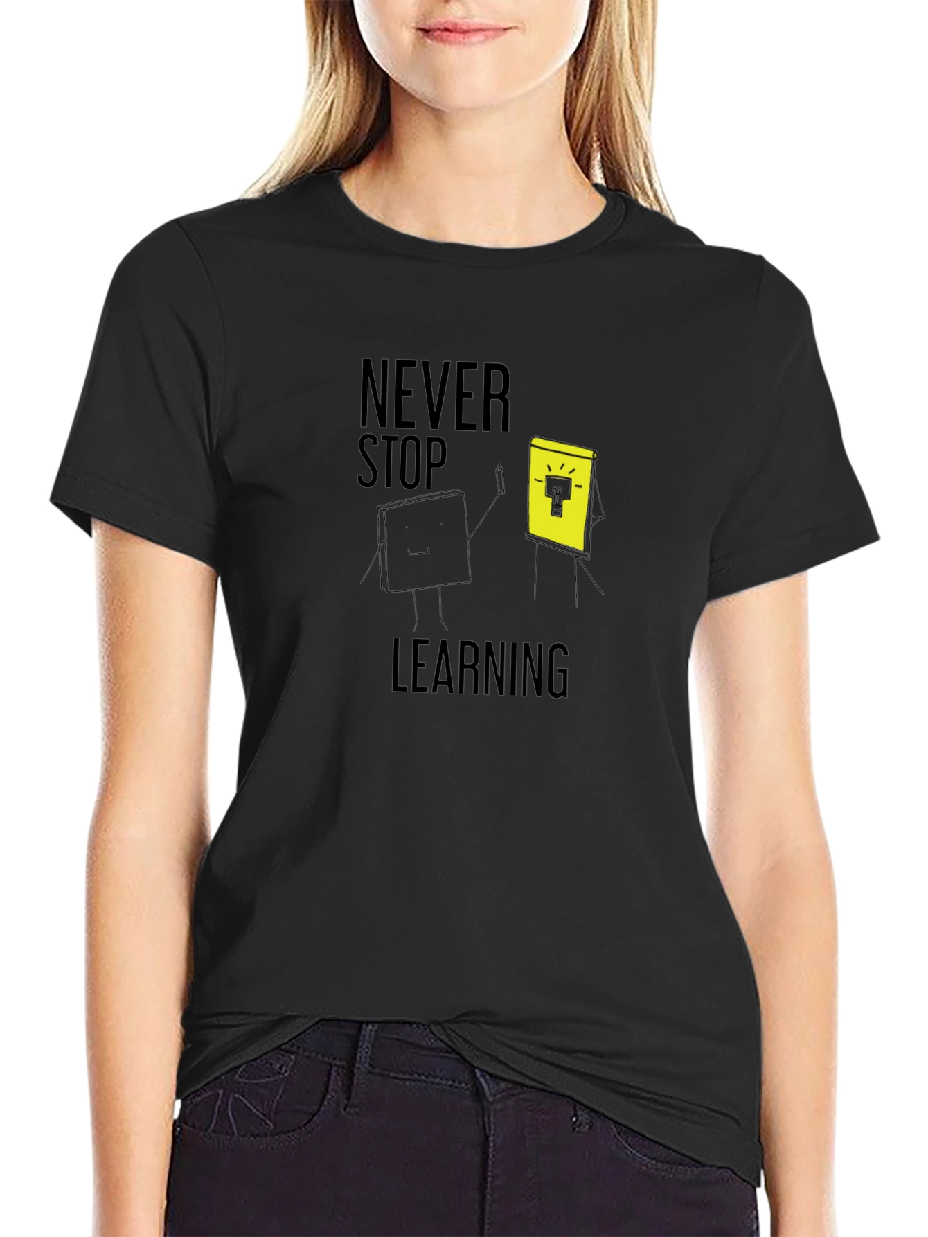 Never Stop Learning Graphic Tee - Black