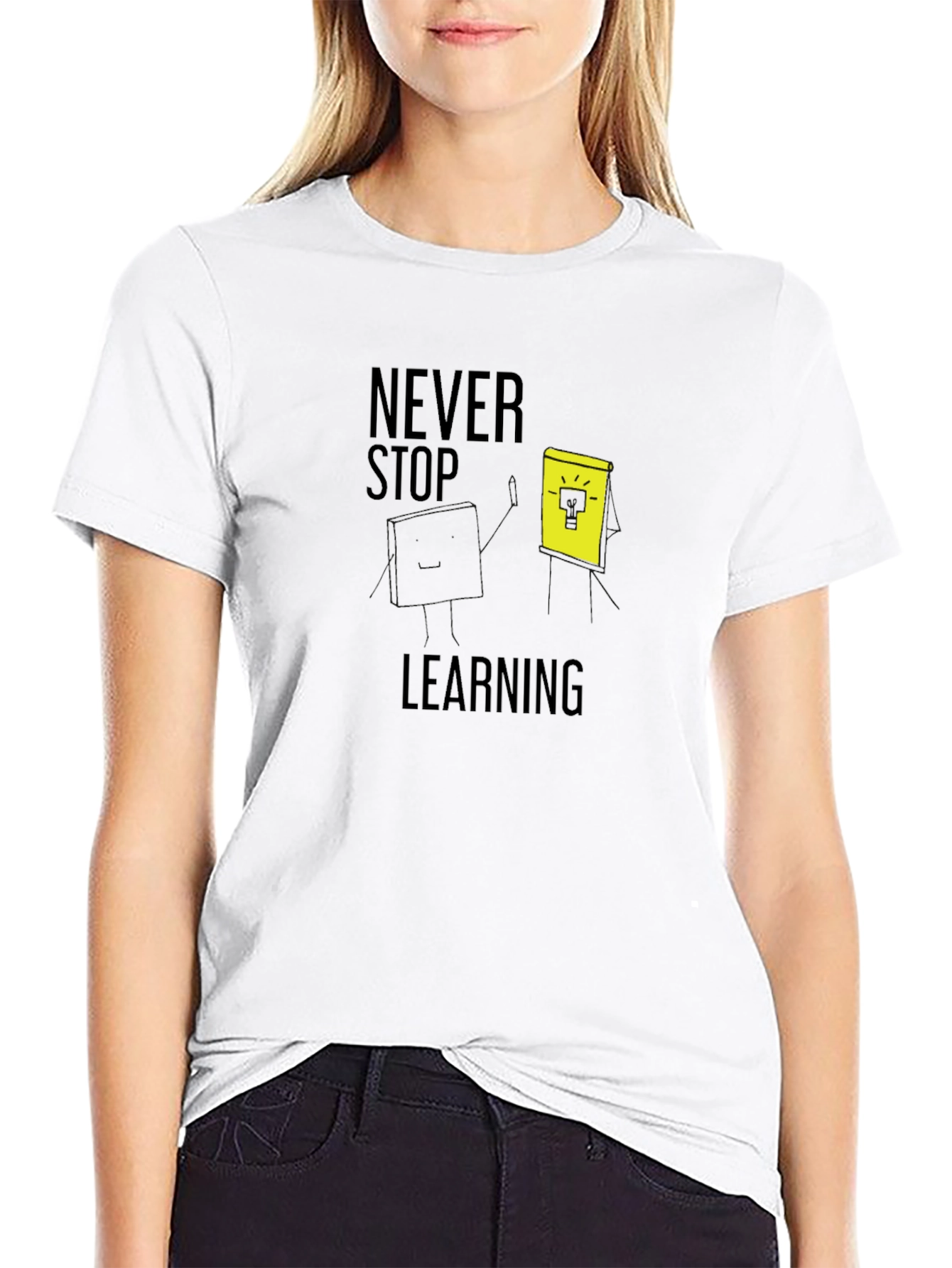 Never Stop Learning Graphic Tee - Black