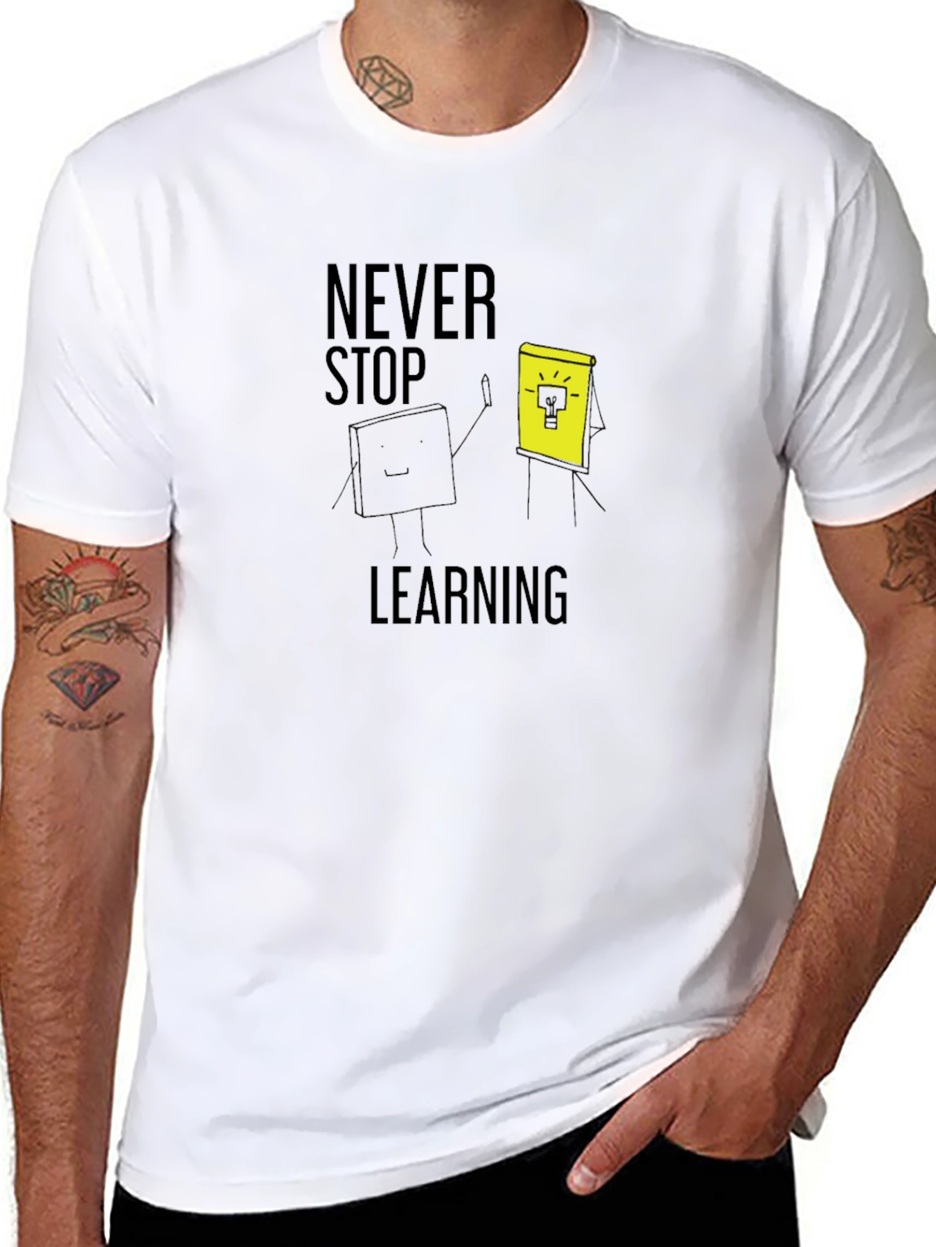 Never Stop Learning Graphic Tee - Black