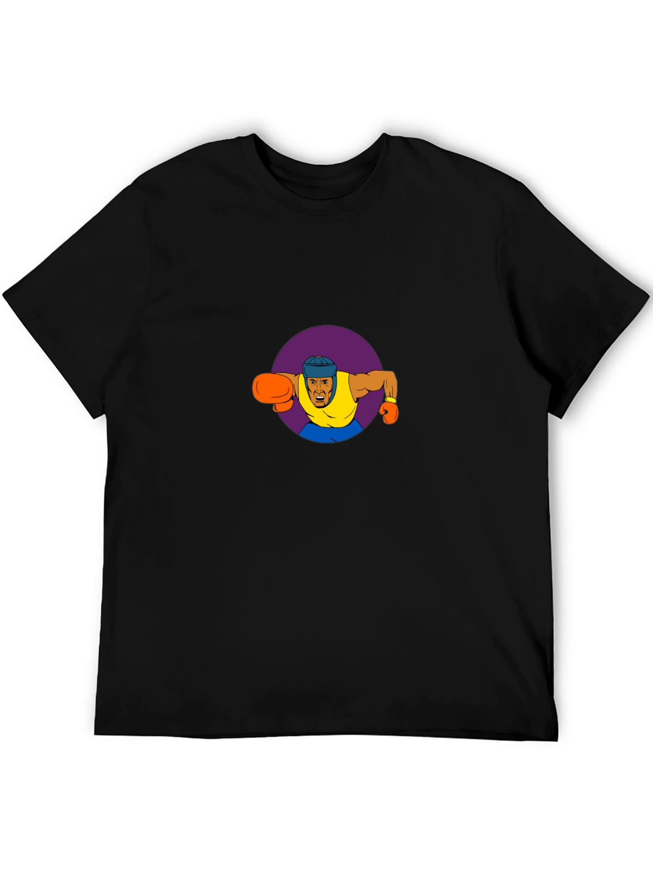 Cartoon Boxer Graphic Black T-Shirt