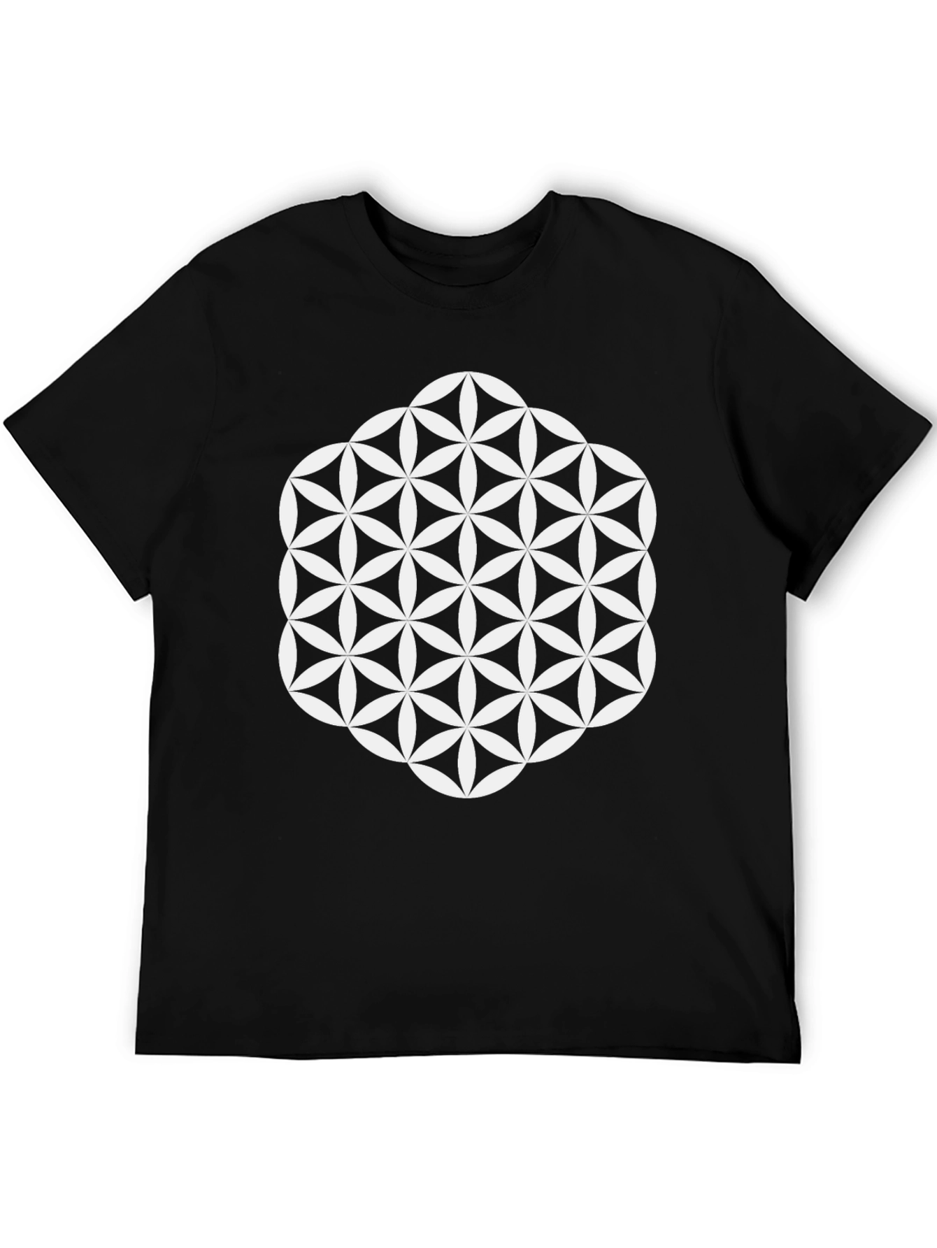 Geometric Flower of Life T-Shirt - Black