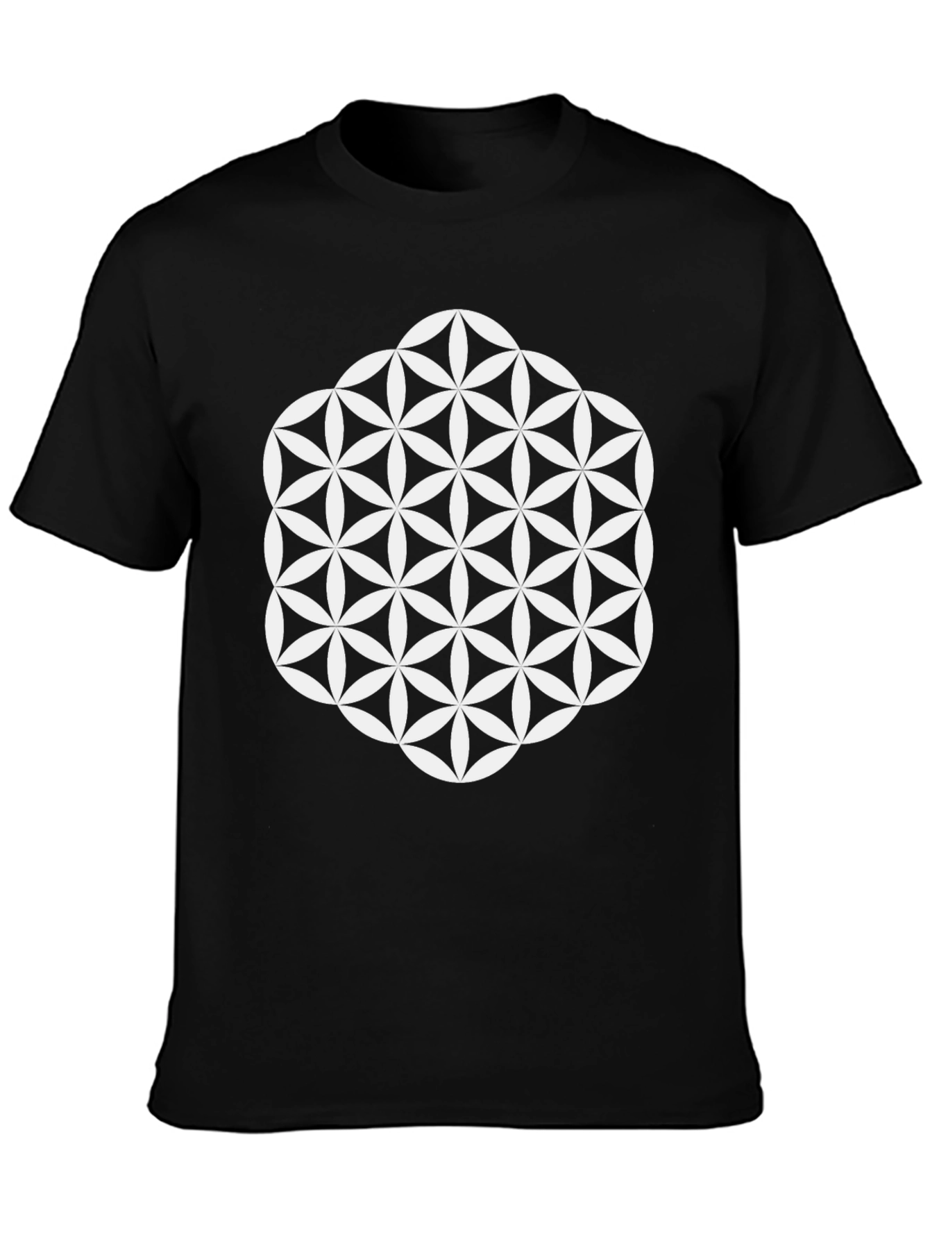 Geometric Flower of Life T-Shirt - Black