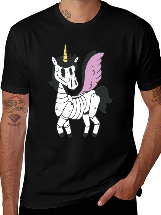 Spooky Unicorn Graphic Tee - Black Cotton T-Shirt