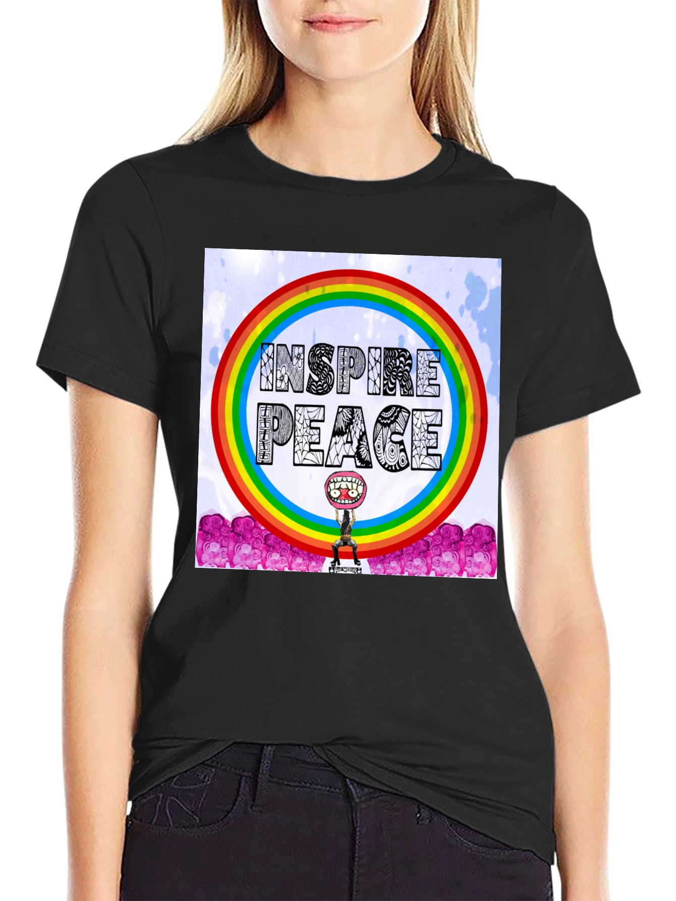 Inspire Peace Graphic Tee - Rainbow Design
