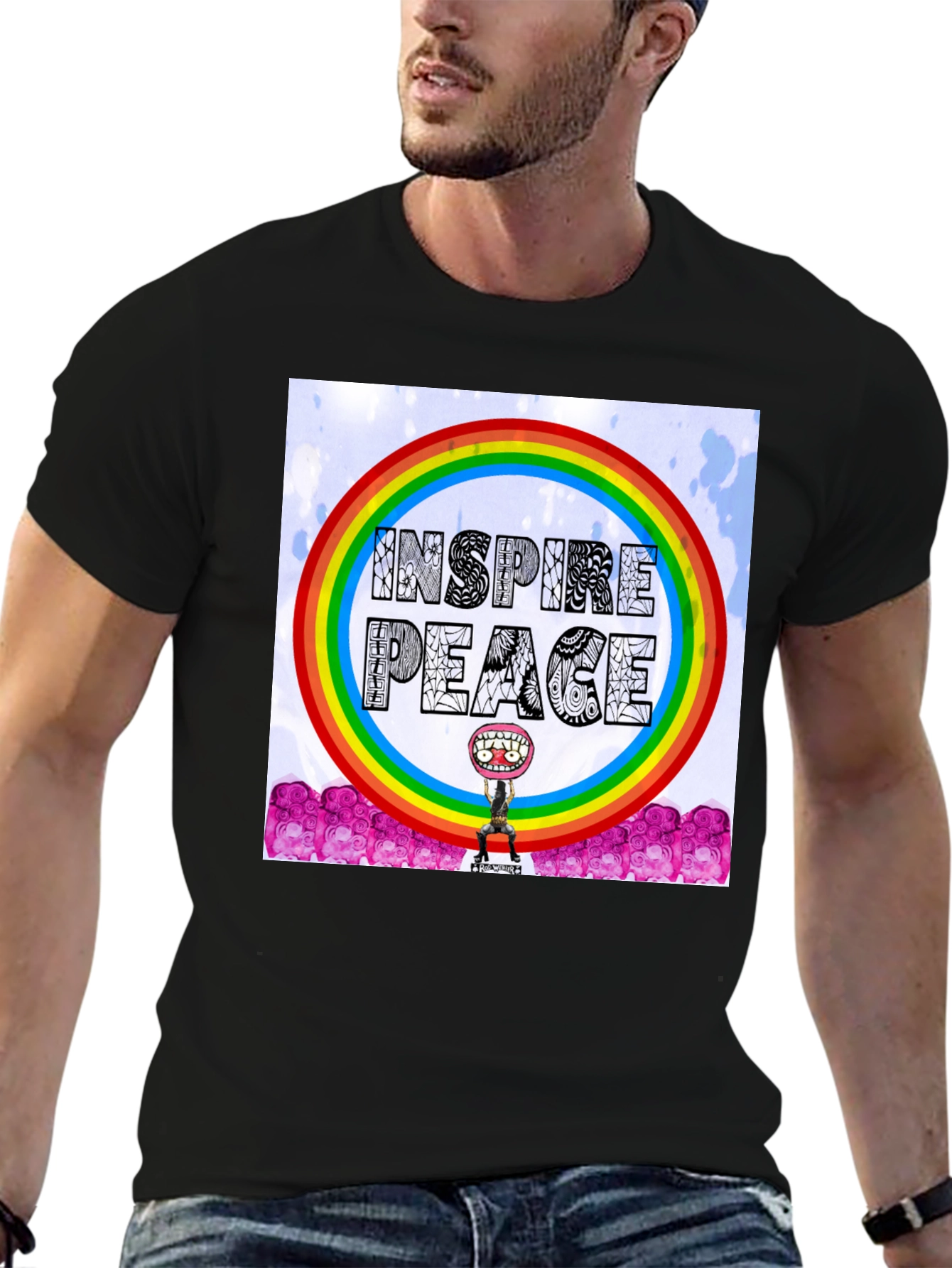 Inspire Peace Graphic Tee - Rainbow Design