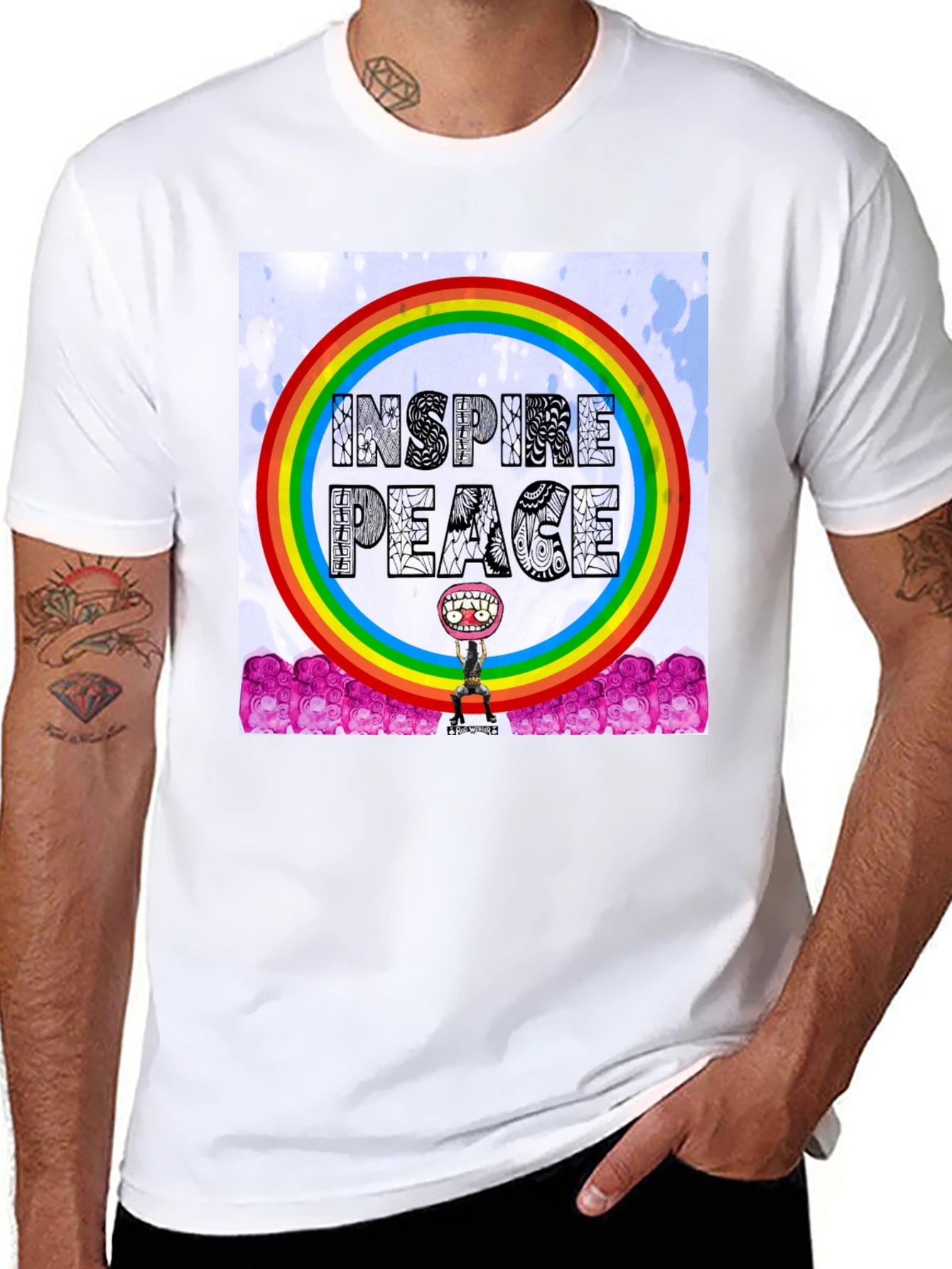 Inspire Peace Graphic Tee - Rainbow Design