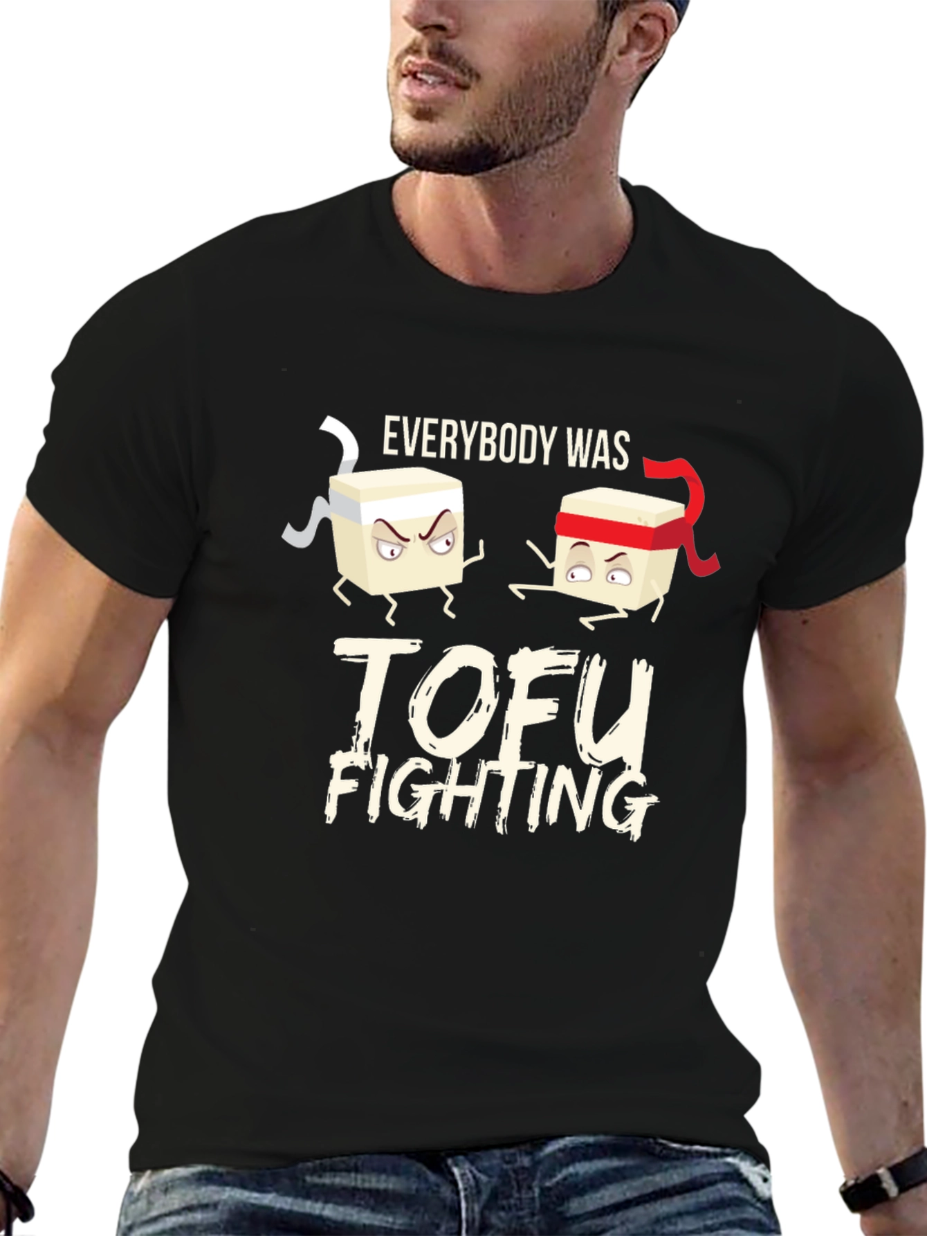 Tofu Fighting Graphic Tee - Soft Cotton Crew Neck